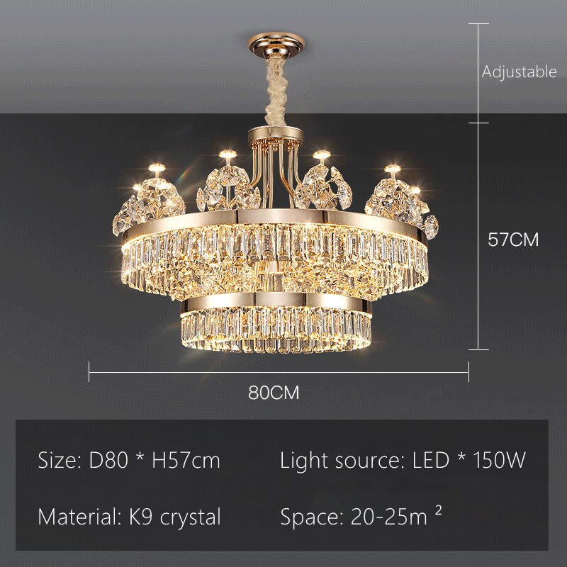 K9 Crystal Ceiling Chandelier - Elegant Grand Lighting Fixture for Dining Room, Living Room & Wedding Decor