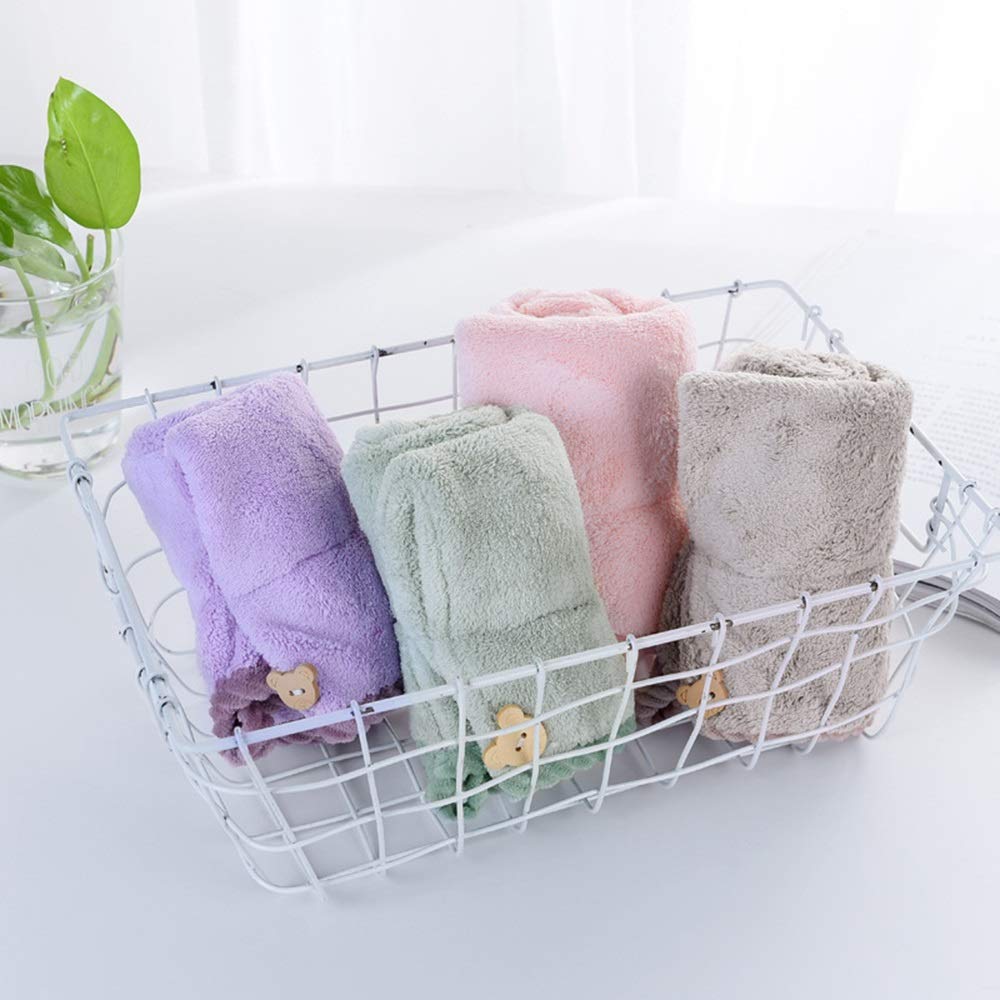 4 Pack Super Absorbent Microfiber Hair Towel Cap - Quick Dry Hair Wrap for Women with Long Hair, Adjustable Button Design - Perfect for Shower, Swimming & Salon Styling