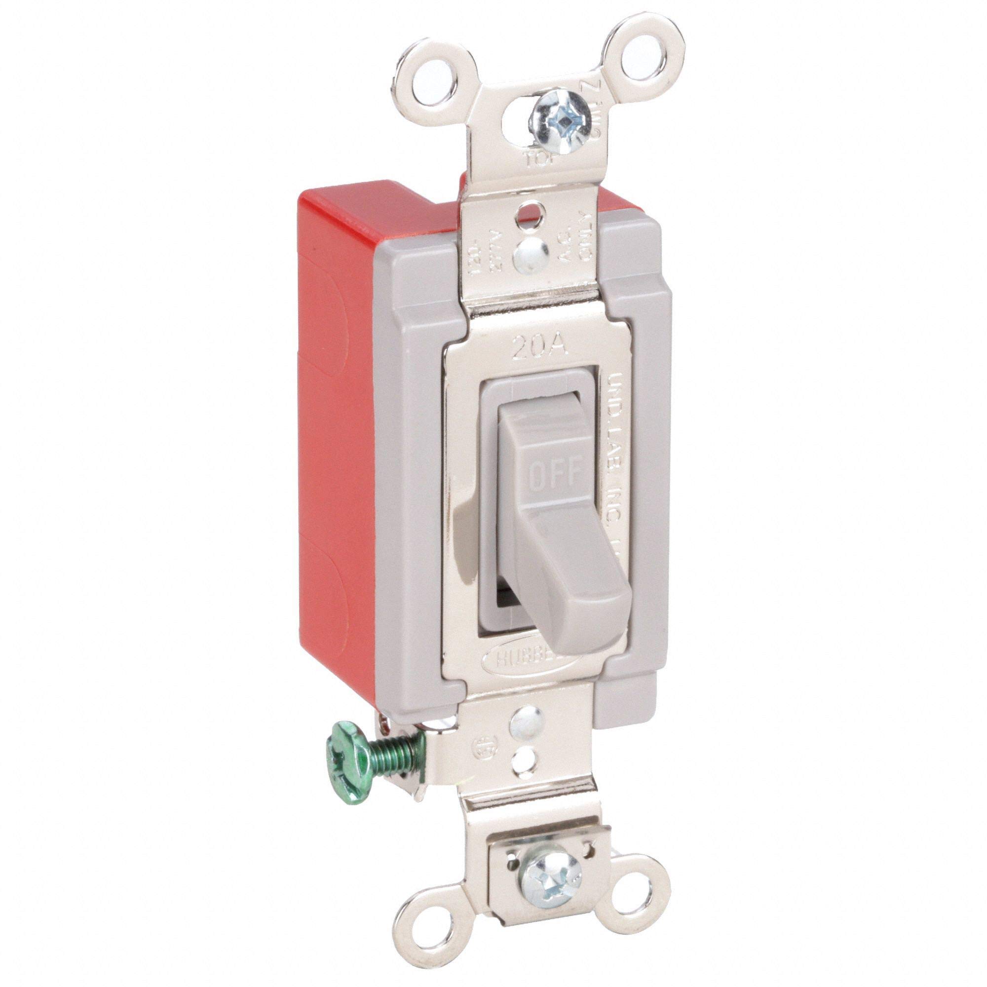 Hubbell Kellems 1-Pole Toggle Wall Switch, Maintained Function, HBL1221GY - Perfect for Home, Office & Commercial Lighting Control