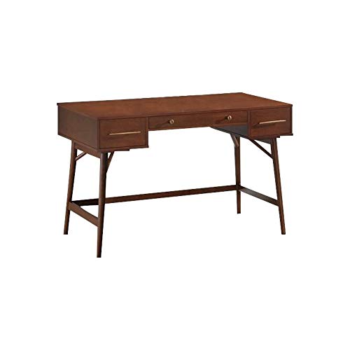 Allora 3 Drawer Walnut & Bronze Writing Desk - Modern Home Office Furniture for Small Spaces, Study & Work from Home