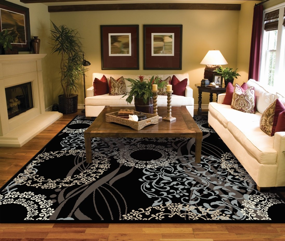Modern Black 5x7 Area Rug for Living Room - Soft & Durable - Under $50 - Perfect for Home Decor, Bedroom, Office & Apartment