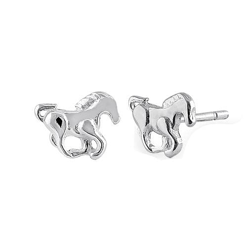 925 Sterling Silver Galloping Horse Stud Earrings for Women - Elegant Animal Lover Gift for Everyday Wear & Special Occasions