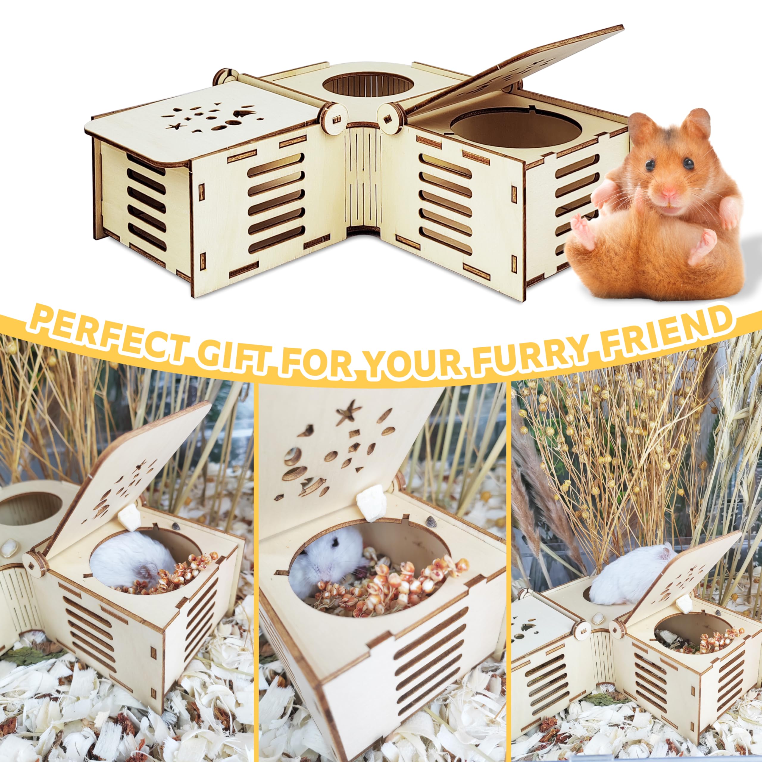 Guinea Pig Foraging Toys - Small Animal Hide & Seek Treat Puzzle - Wooden Interactive Enrichment Game for Rabbits, Hamsters, Chinchillas, Rats & Gerbils - Perfect for Cage Entertainment & Mental Stimulation