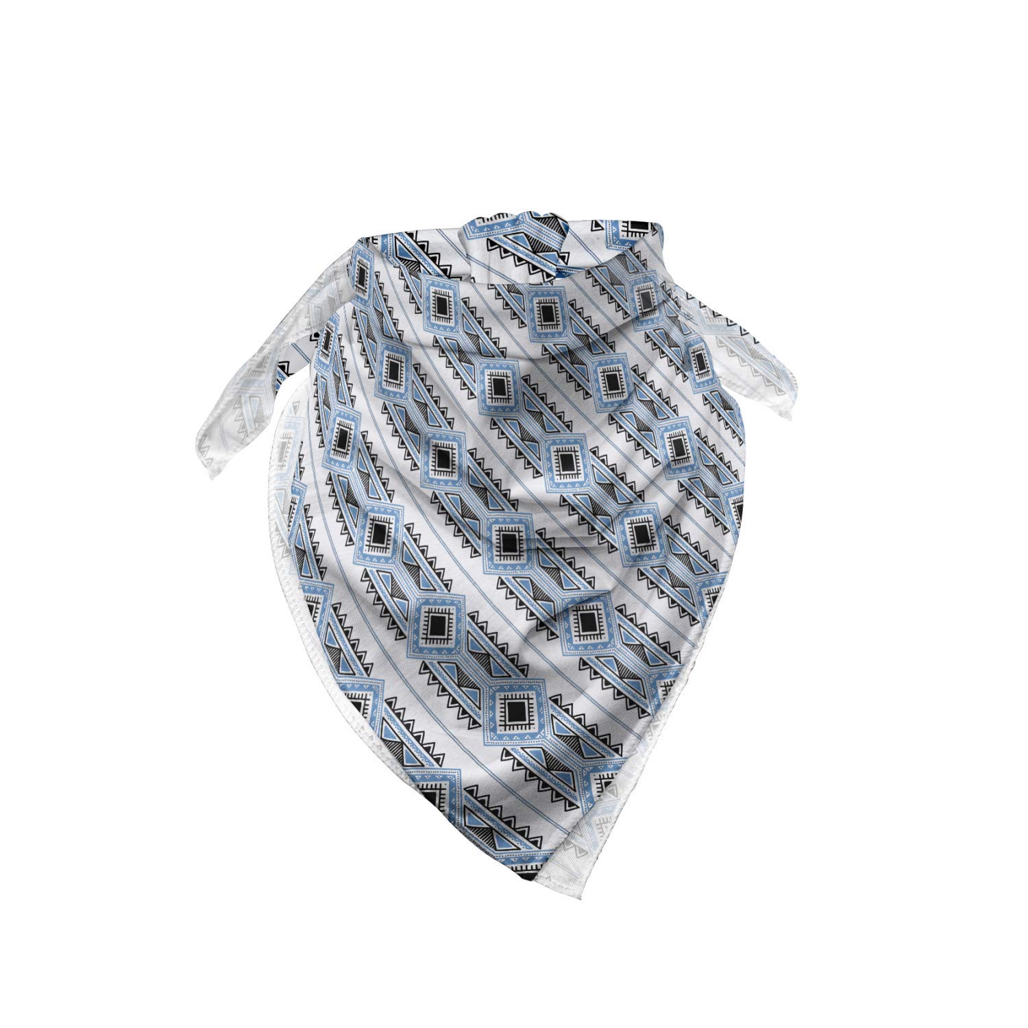 Ambesonne Tribal Bandana Scarf - Geometric Pattern in Sea Blue & Charcoal Grey - Stylish Head Wrap for Women, Men - Perfect for Music Festivals, Outdoor Adventures & Fashion Accessories