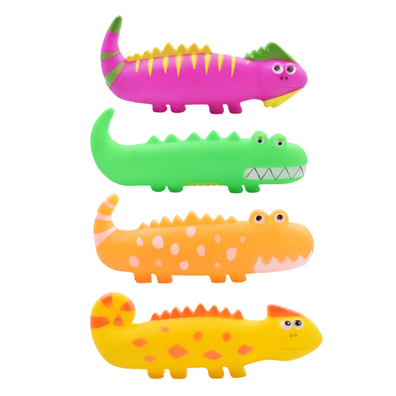 4 PCS Cartoon Dog Squeaky Chew Toys Set - Soft Puppy Chew Toys for Small & Medium Dogs (7.5 Inches) - Interactive Training Toys for Dogs - Durable Crocodile & Lizard Rubber Dog Toys - Perfect for Playtime, Teething Relief & Bonding Activities