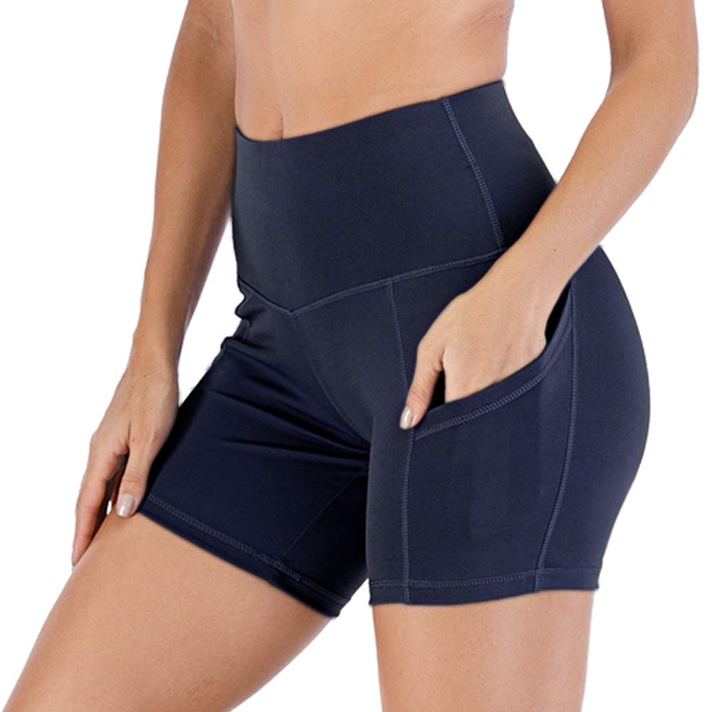 HOMETA Women's High Waist Scrunch Butt Lifting Yoga Shorts - Compression Workout Running Biking Athletic Shorts with Side Pockets - Perfect for Gym, Yoga, Running & Casual Wear