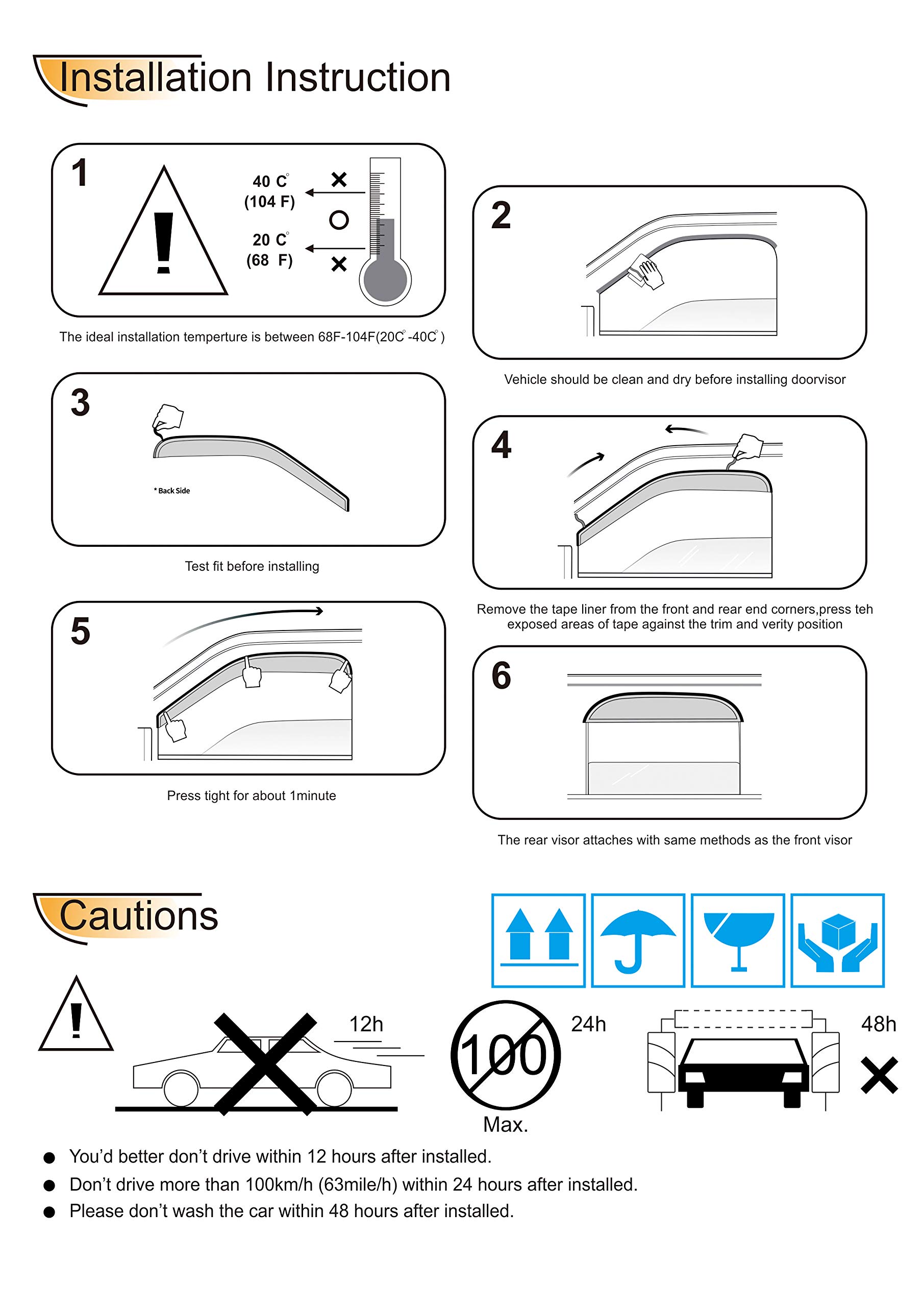 1998-2002 Honda Accord 4D Sedan Sun Rain Snow Wind Deflector Window Visors (4pcs) - Weather Protection & Style Upgrade for Driving in All Conditions
