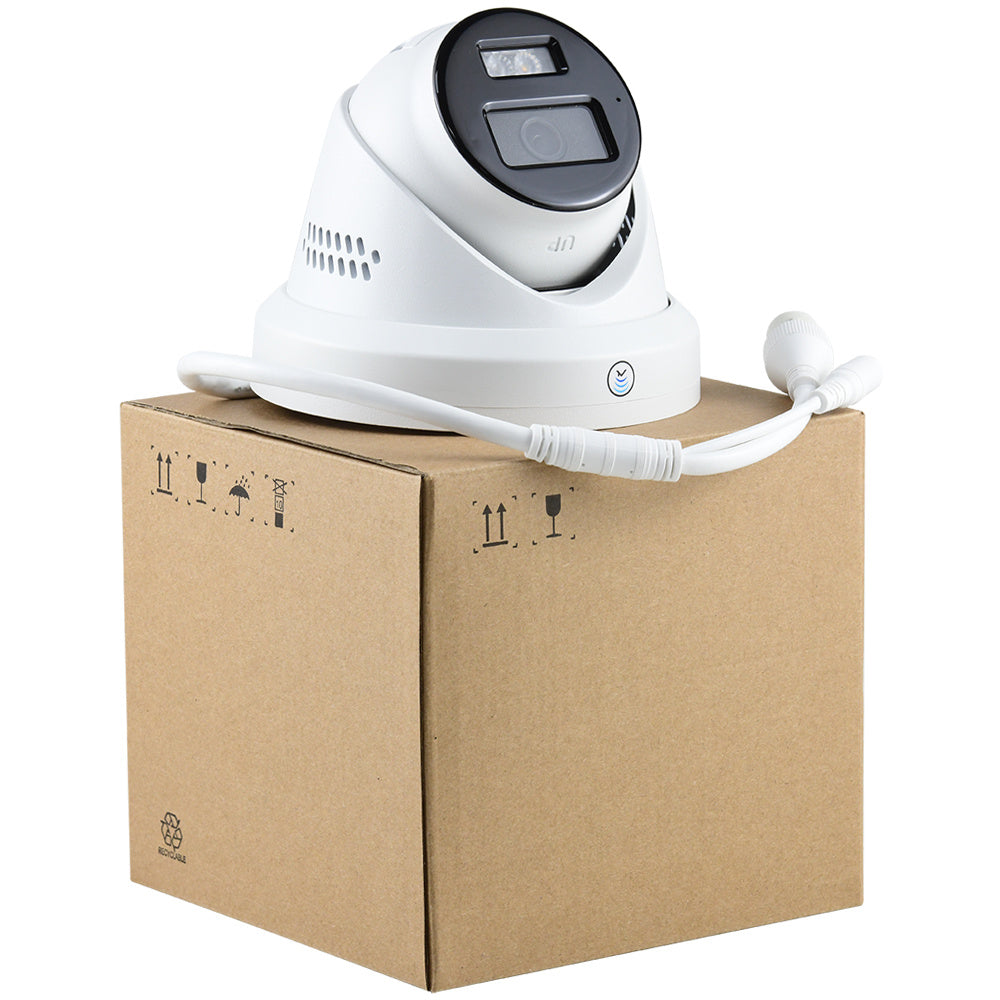 HIK OEM T383 L/S 8MP 4K Smart Hybrid Light Turret Security Camera with PoE, Micro SD Slot & Two-Way Audio - Indoor/Outdoor Surveillance for Home and Business Protection