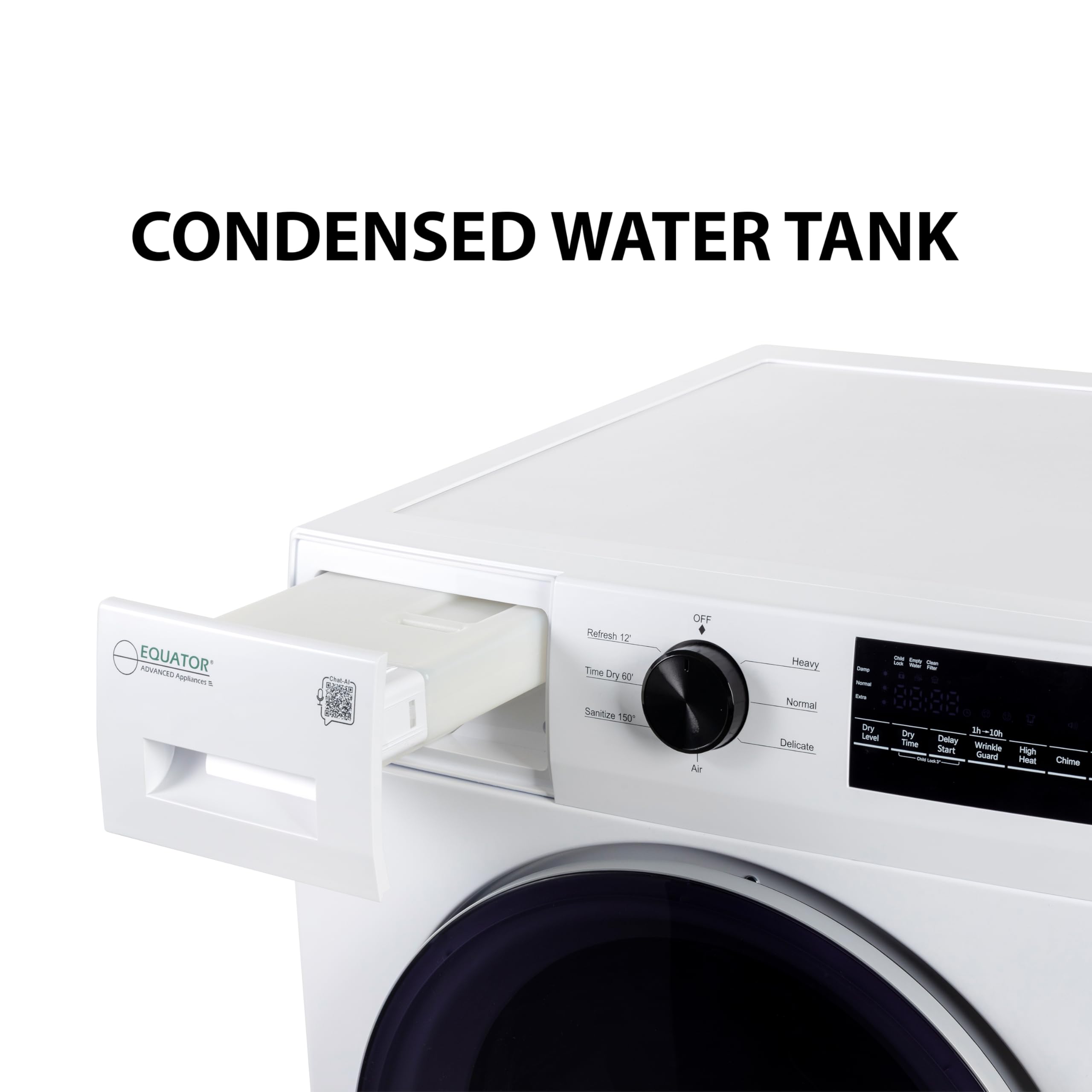 Equator 24 Inch Compact Heat Pump Dryer - 3.7 Cubic Feet Capacity, 20 lbs Load, Eco Sensor Technology, Ventless Design, 110V - Perfect for Apartments, RVs, and Small Laundry Rooms