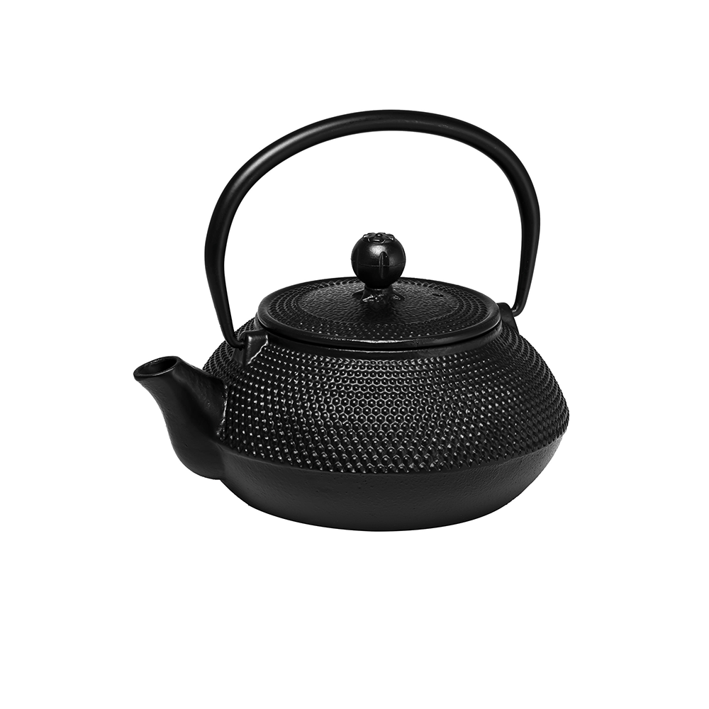 Premium Black Cast Iron Teapot 300ml with Built-in Strainer - Perfect for Loose Leaf Tea, Herbal Infusions & Home Brewing