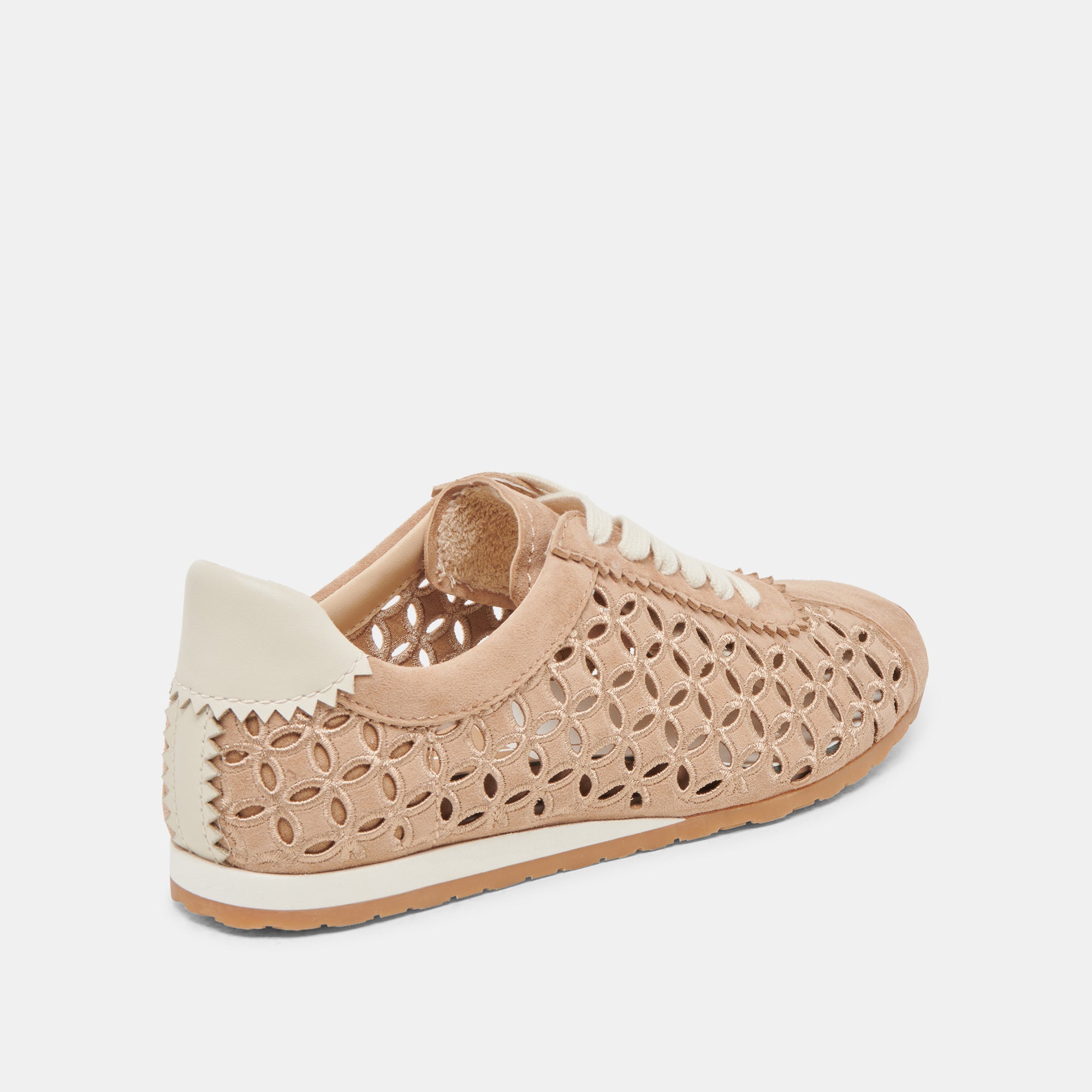 DANIE EYELET PERF SNEAKERS CAMEL SUEDE - Women's Fashion Sneakers for Casual Wear, Work & Everyday Comfort