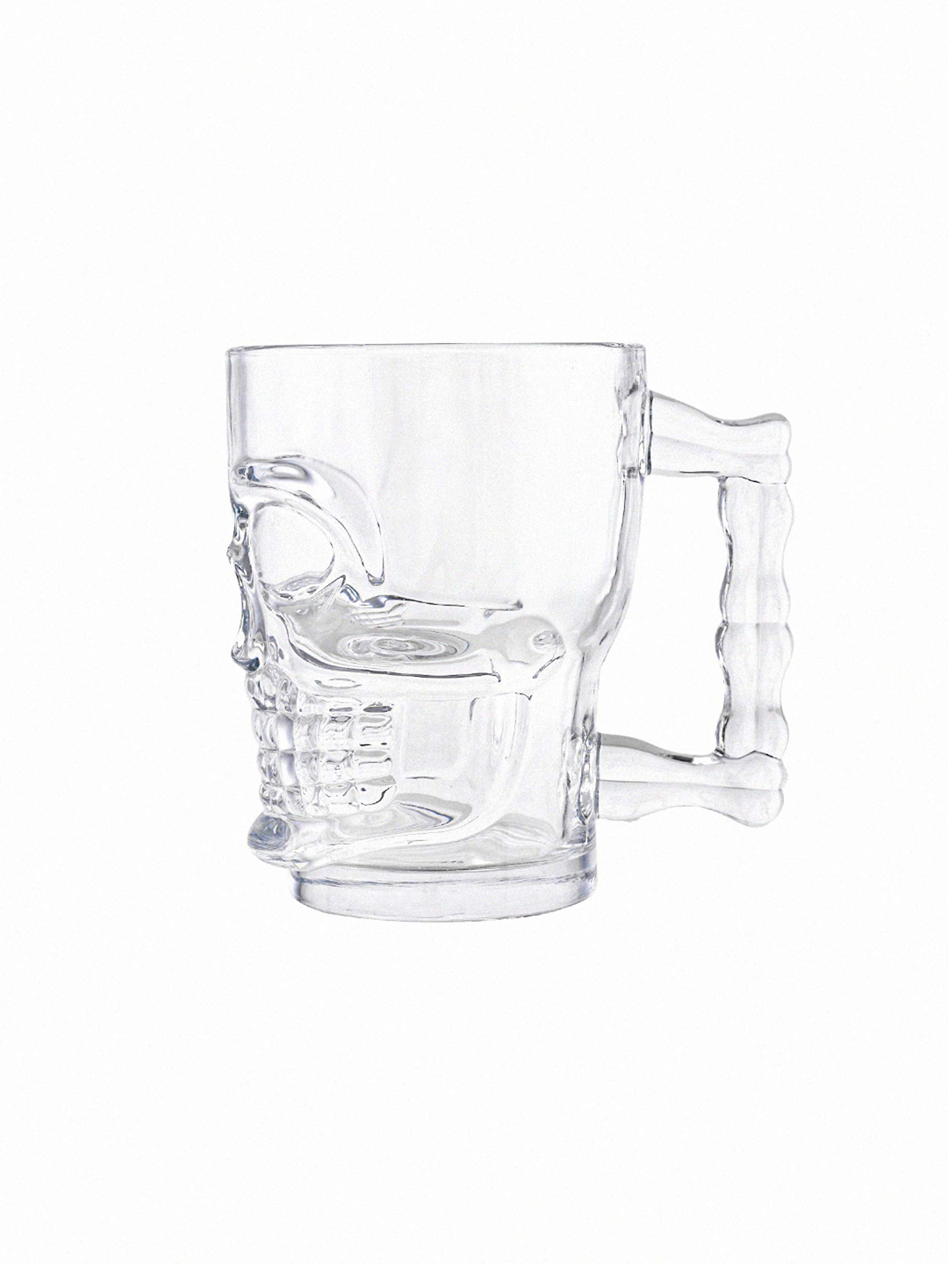 Premium Glass Skull Beer Mugs Set of 2 - 520ml Capacity - Gothic Barware for Halloween Parties, Themed Events & Unique Home Decor