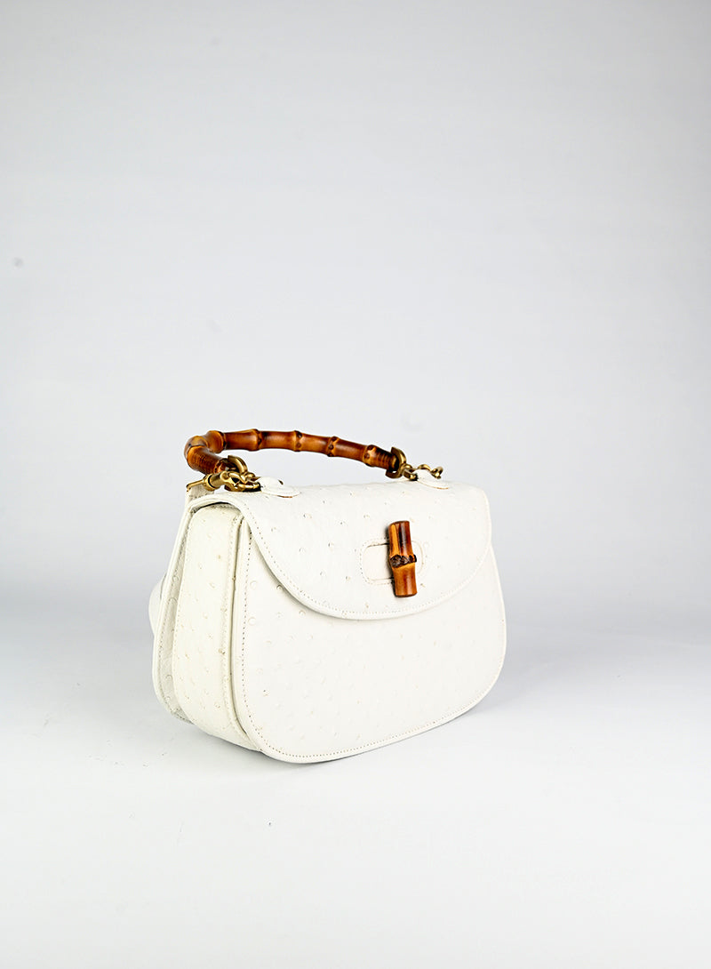 Authentic Gucci Bamboo Leather Handbag in White - Luxury Designer Tote for Women, Perfect for Office, Travel & Everyday Use