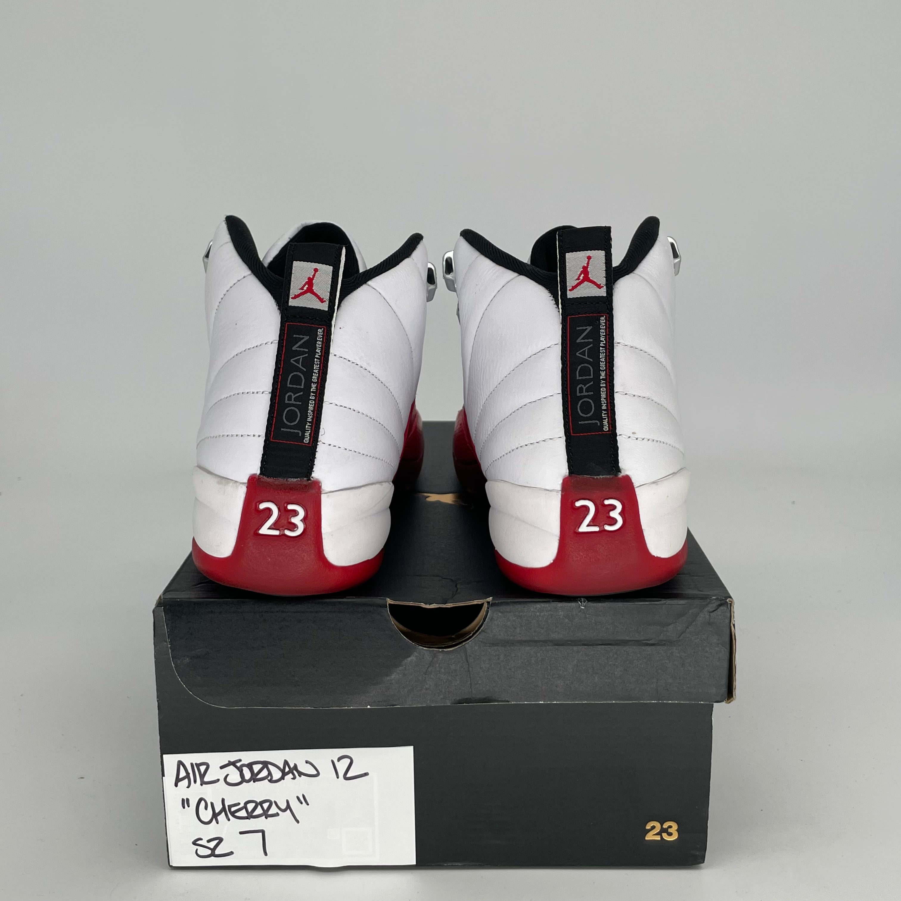 Original Air Jordan 12 Cherry Basketball Shoes - Women's Size 7/8.5W (Style# 153265-116) - Perfect for Streetwear, Sneaker Collecting & Casual Fashion