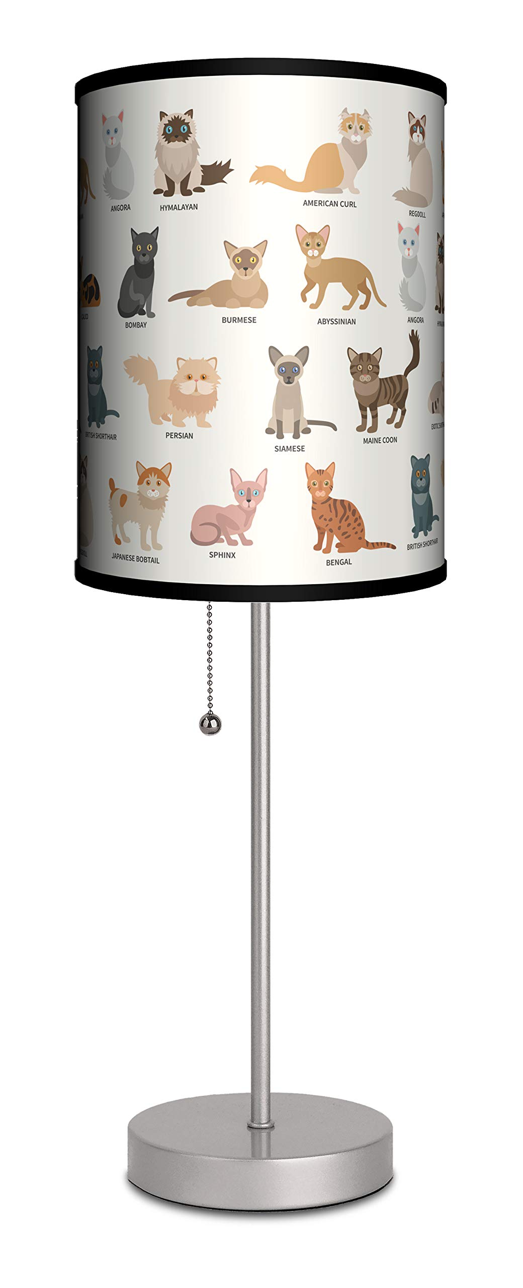 Cute Cat Breeds Table Lamp - Home Decor Night Light for Bedroom, Living Room - Perfect Gift for Animal & Pet Lovers (Teens & Adults) - Lamp-in-a-Box for Cozy Ambience & Relaxation