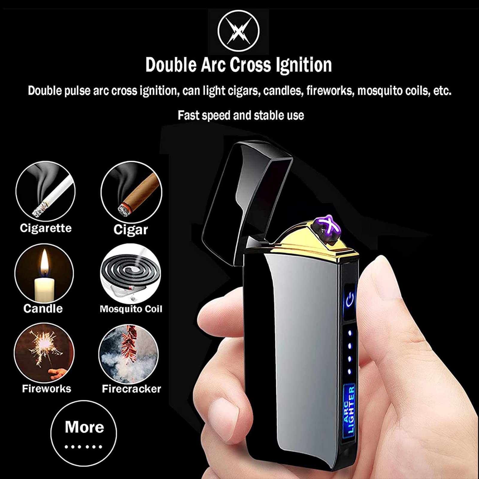 Arc Lighter - USB Rechargeable Windproof Flameless Plasma Lighter for Fire, BBQ, Camping & Indoor Use | Smart Electric Lighter for Candles, Fireworks & Outdoor Adventures (T3-Black Printed Dragon) - Perfect for Home, Travel & Emergency Kits