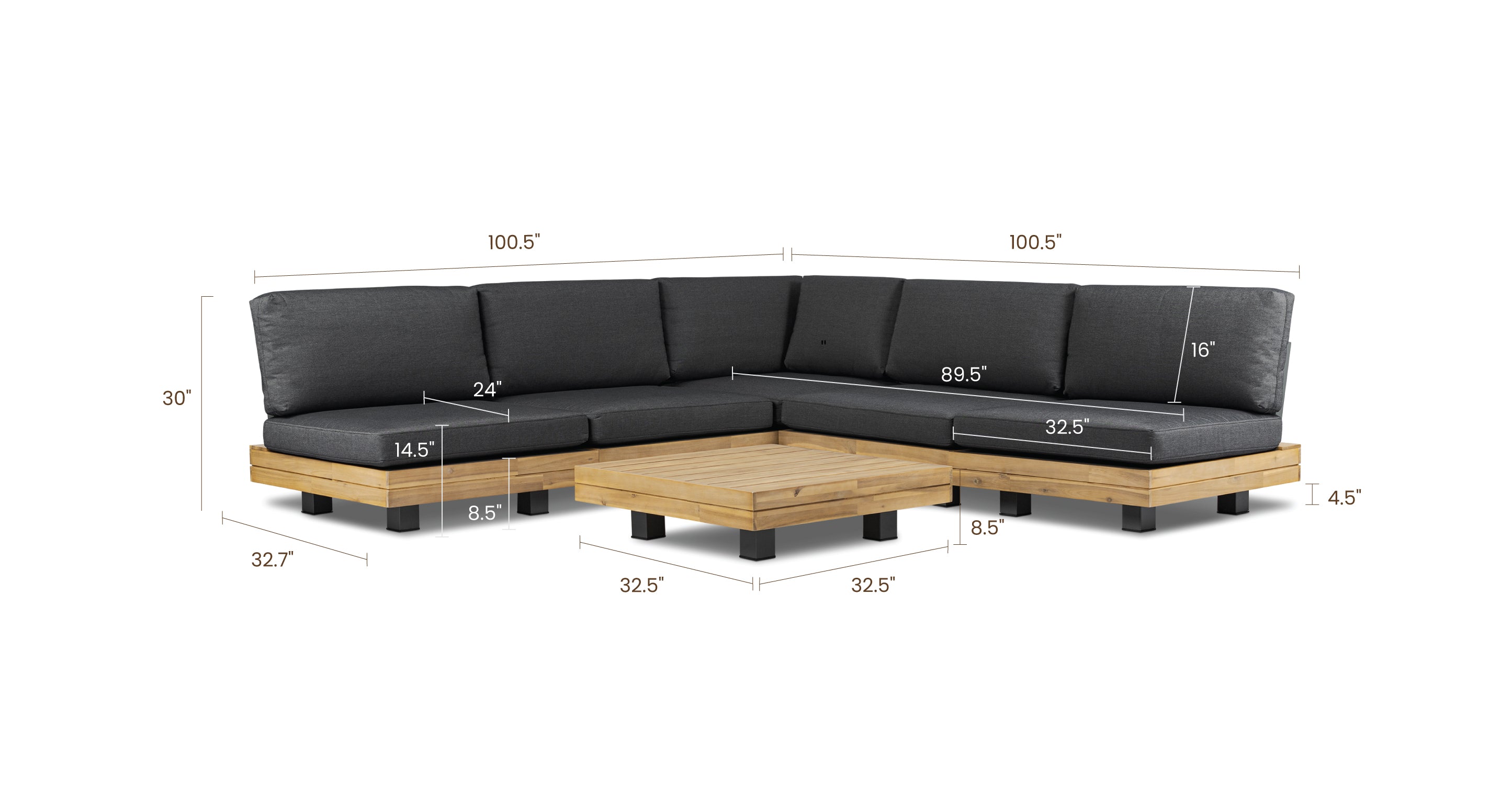 Celenza Modular Full Corner Sectional Sofa Set with Coffee Table - Modern L-Shaped Couch for Living Room, Family Room & Home Theater - Comfortable & Stylish Furniture for Relaxing & Entertaining