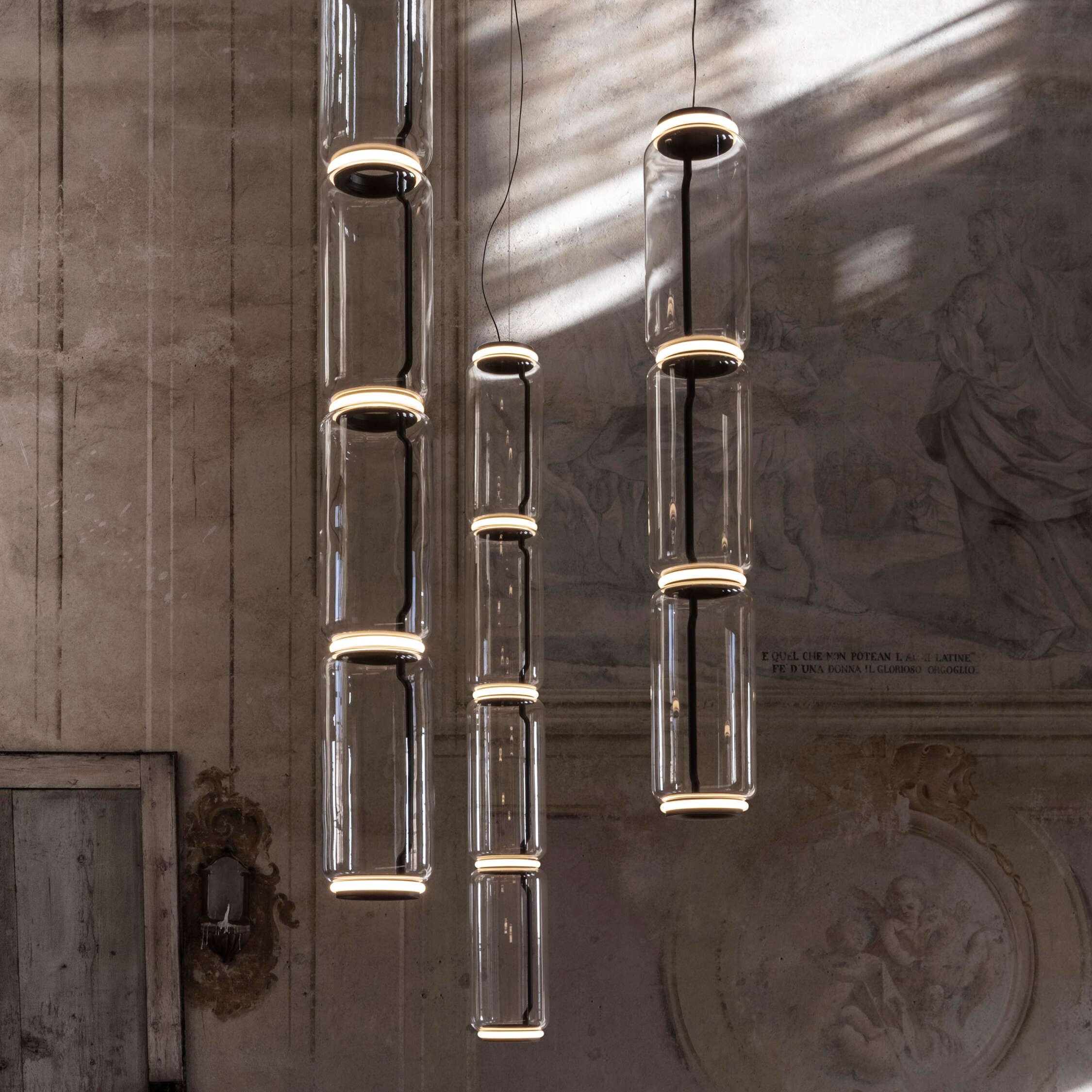 Modern Cylindrical Glass Pendant Light Fixture - Elegant Hanging Chandelier for Kitchen Island, Dining Room & Bedroom Lighting Decor