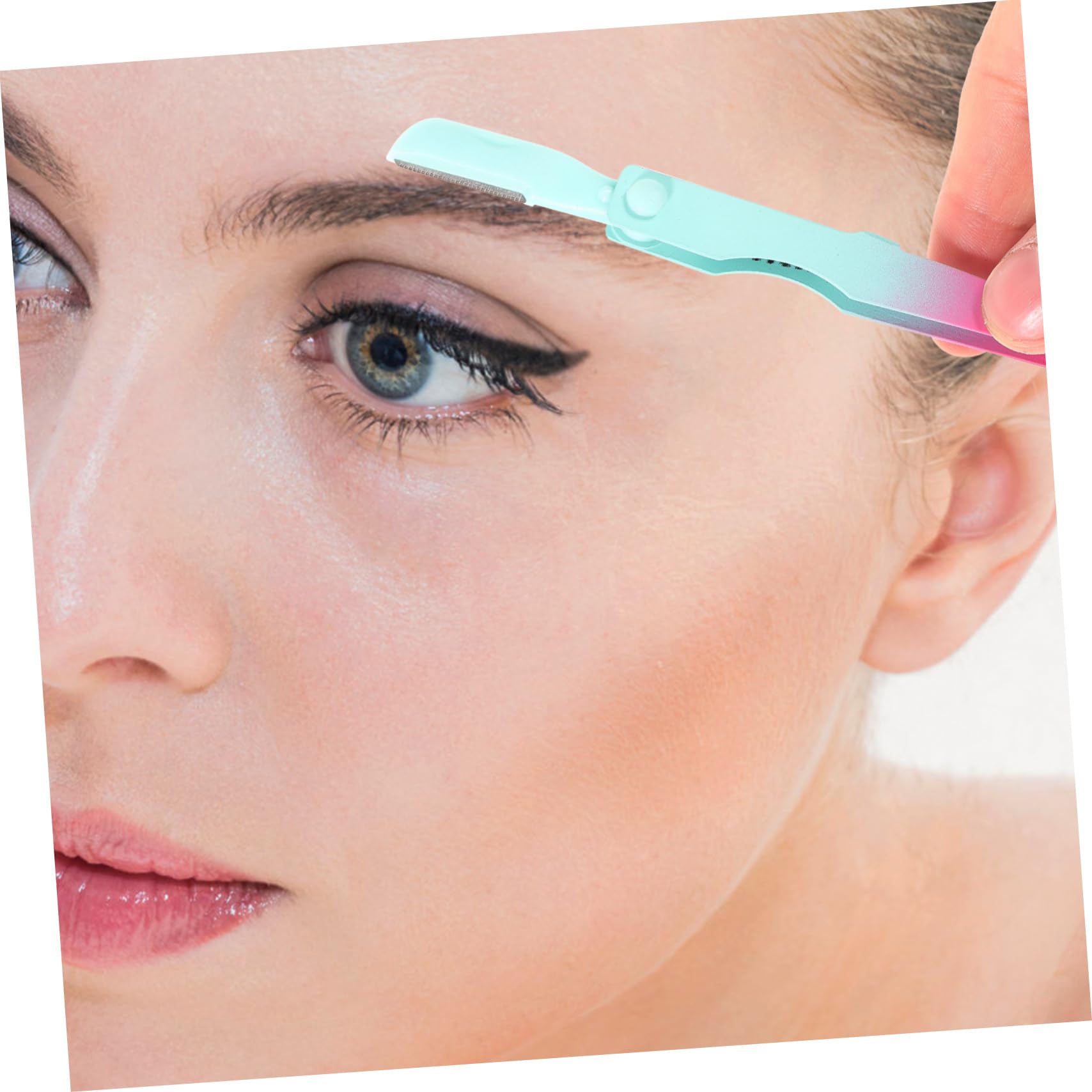 Professional Eyebrow Brush & Grooming Kit - Stainless Steel Tweezers, Eyebrow Trimmer & Lash Applicator Tools (Blue/Pink) for Perfect Eyebrow Shaping & Eyelash Application at Home or Salon