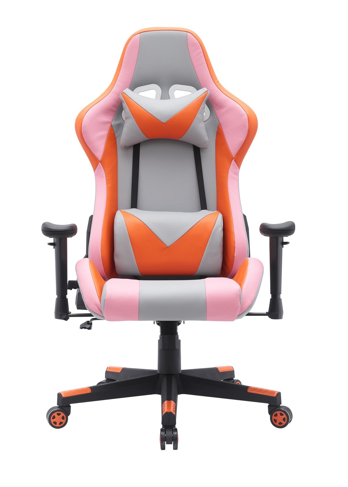 Premium Ergonomic Gaming Chair with Adjustable Lumbar Support - Grey & Orange Racing Style for PC/Console Gamers - Perfect for Esports, Streaming & Home Office Setup