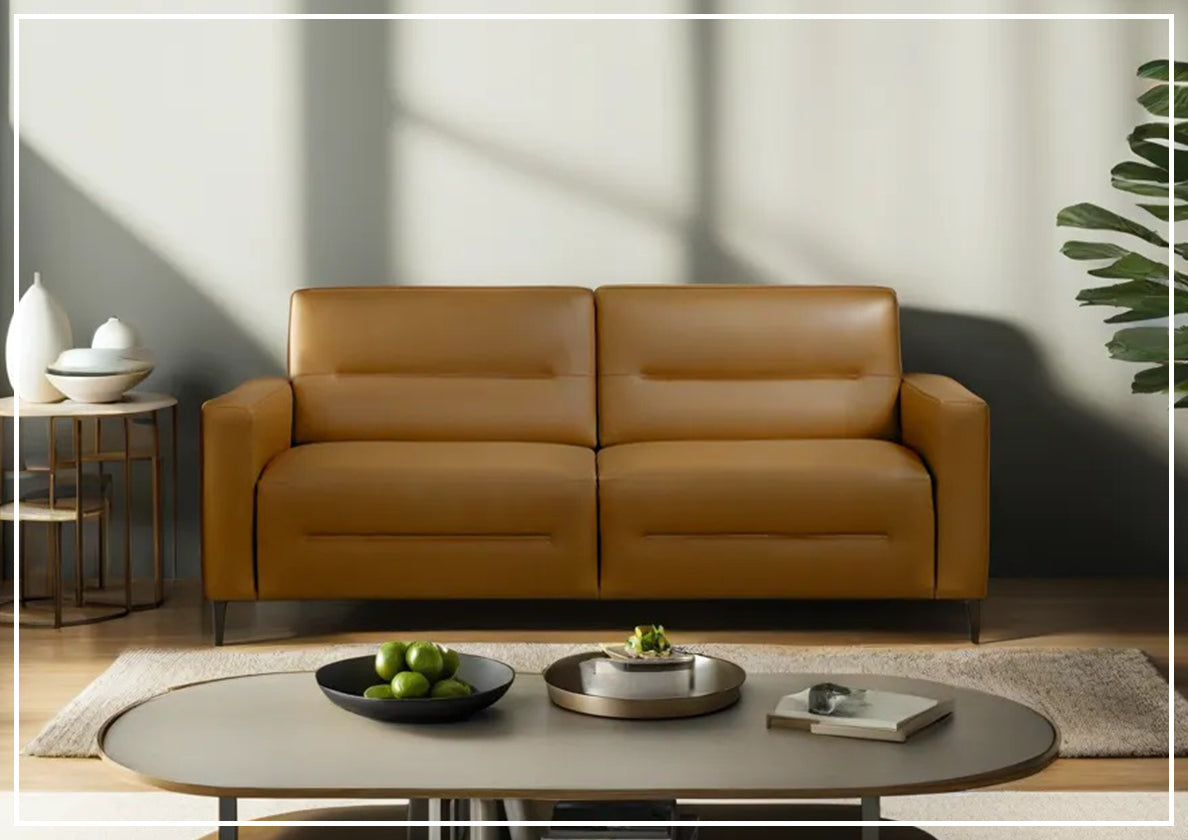 Kathy Ireland Tucson Genuine Leather Queen Sleeper Sofa with Chrome Steel Legs - Convertible Sofa Bed for Living Room, Guest Room & Small Spaces