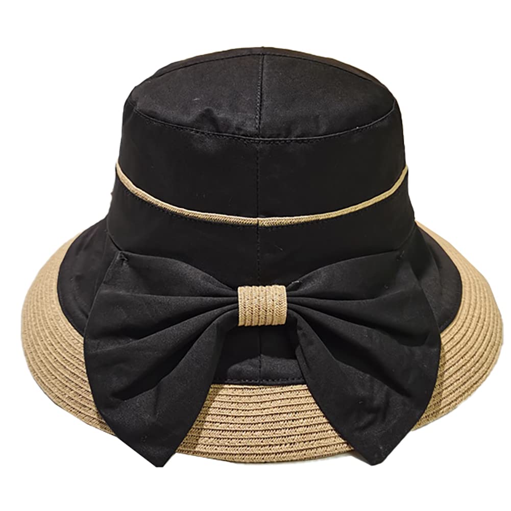 Women's Floppy Wide Brim Straw Hat - Breathable Summer Bucket Hat with Bow - UV Protection Sun Hat for Beach, Travel & Outdoor Activities