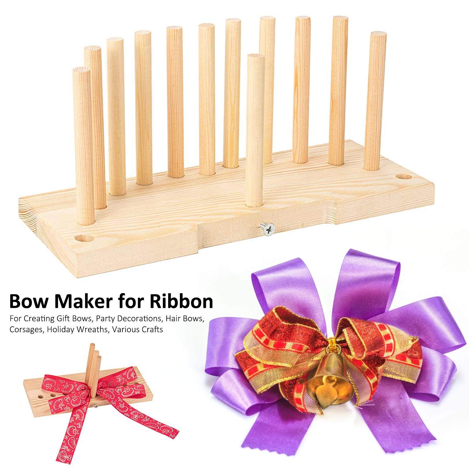 Wooden Bow Maker Tool for Ribbons - DIY Gift Bows, Party Decorations, Hair Accessories, Corsages & Holiday Wreaths - Perfect for Crafting, Gift Wrapping, Wedding Decor and Seasonal DIY Projects