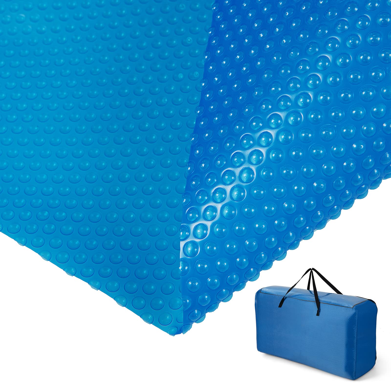 Goplus 20 x 40 FT Solar Pool Cover with Carrying Bag - Blue Bubble Thermal Blanket for In-Ground & Above-Ground Swimming Pools & Hot Tubs | UV Protection, Heat Retention, Energy Saving | Perfect for Backyard, Residential & Commercial Use