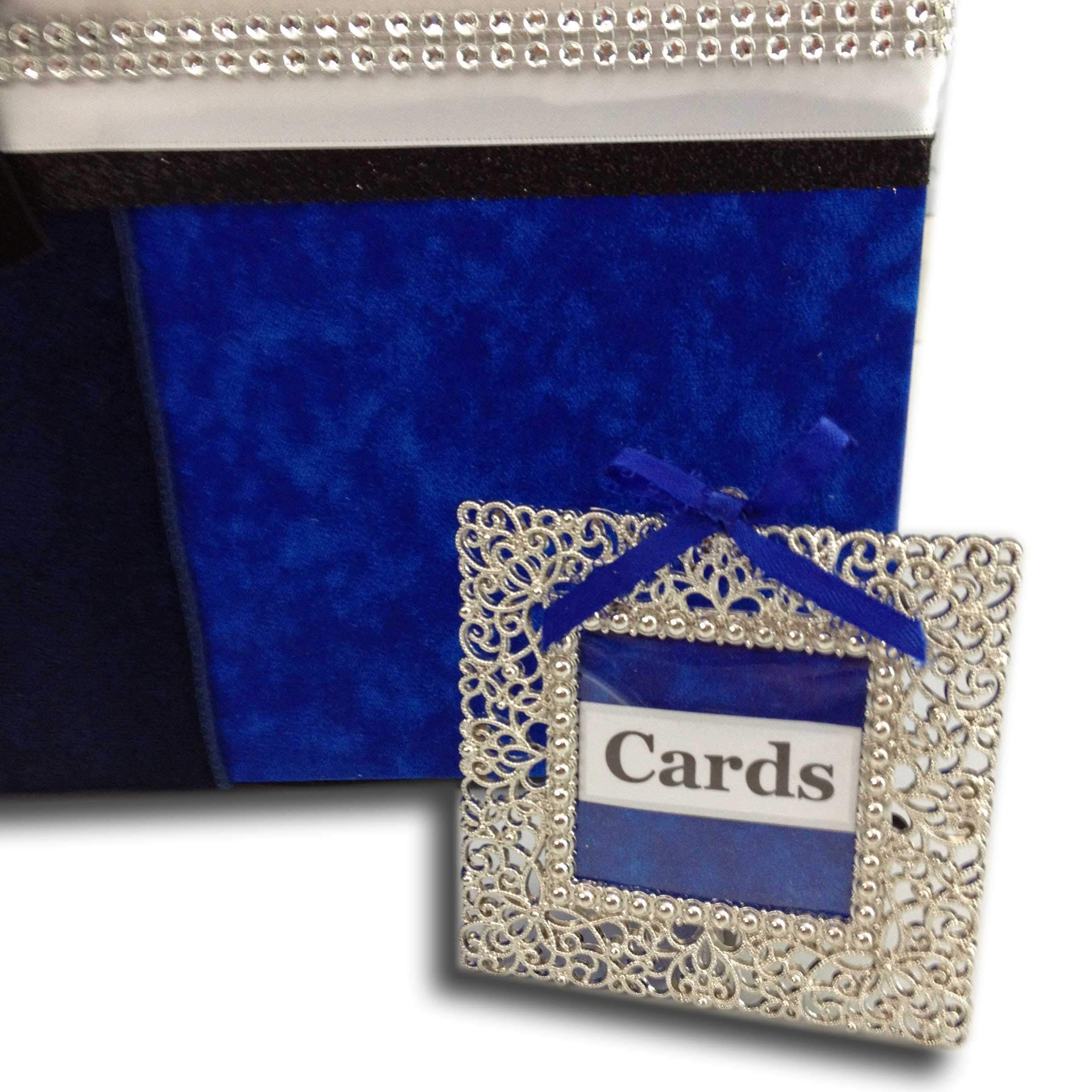 Royal Blue Wedding Card Box - Personalized for Quinceañera & Bat Mitzvah - Holds 80 Cards - Elegant Gift & Money Holder for Special Occasions - Perfect for Weddings, Anniversaries & Birthday Celebrations