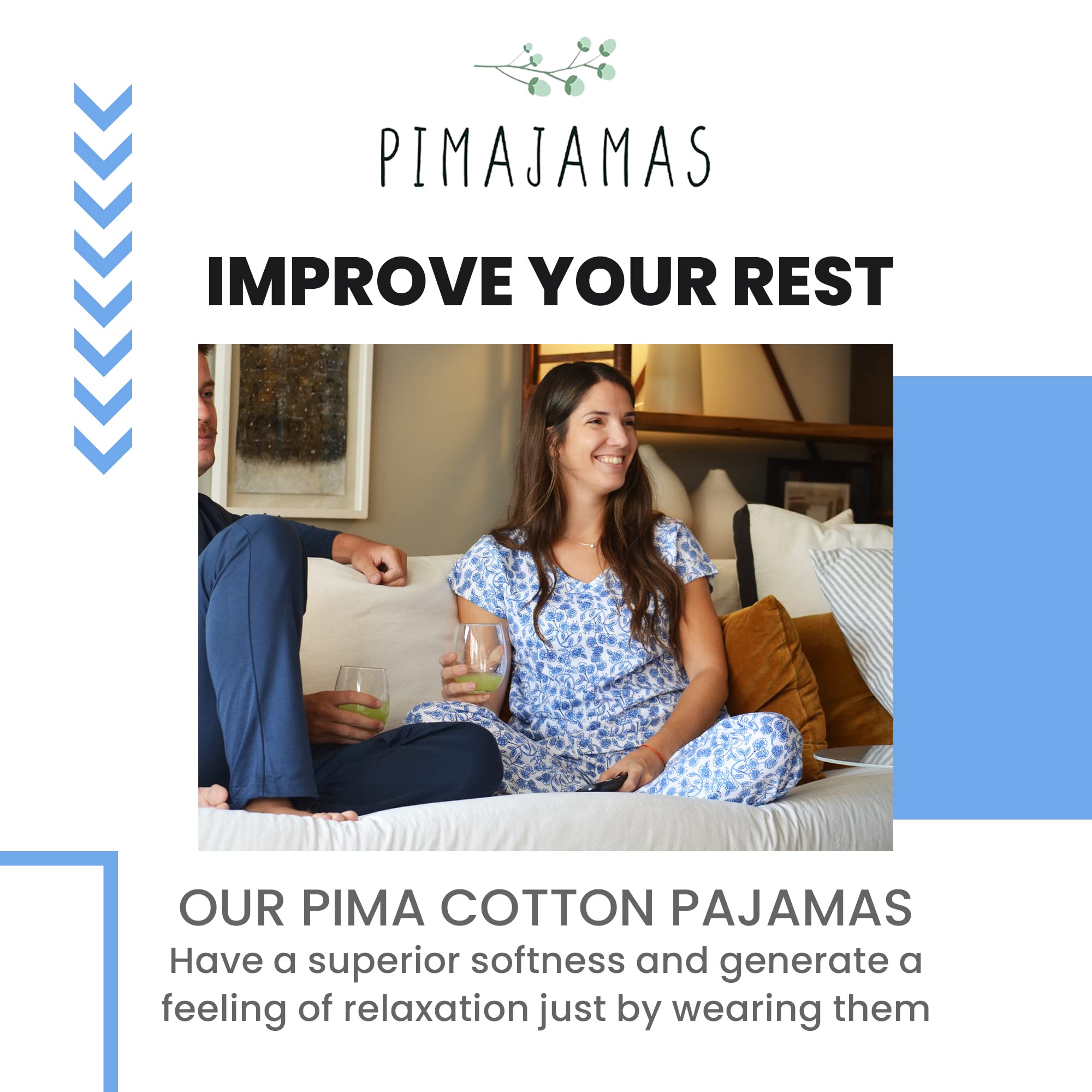 Women's Pajama Sets - 100% Peruvian Pima Cotton Ultra Soft Sleepwear & Loungewear - Valentine's Day Gift for Her - Perfect for Relaxing at Home, Spa Days & Cozy Nights