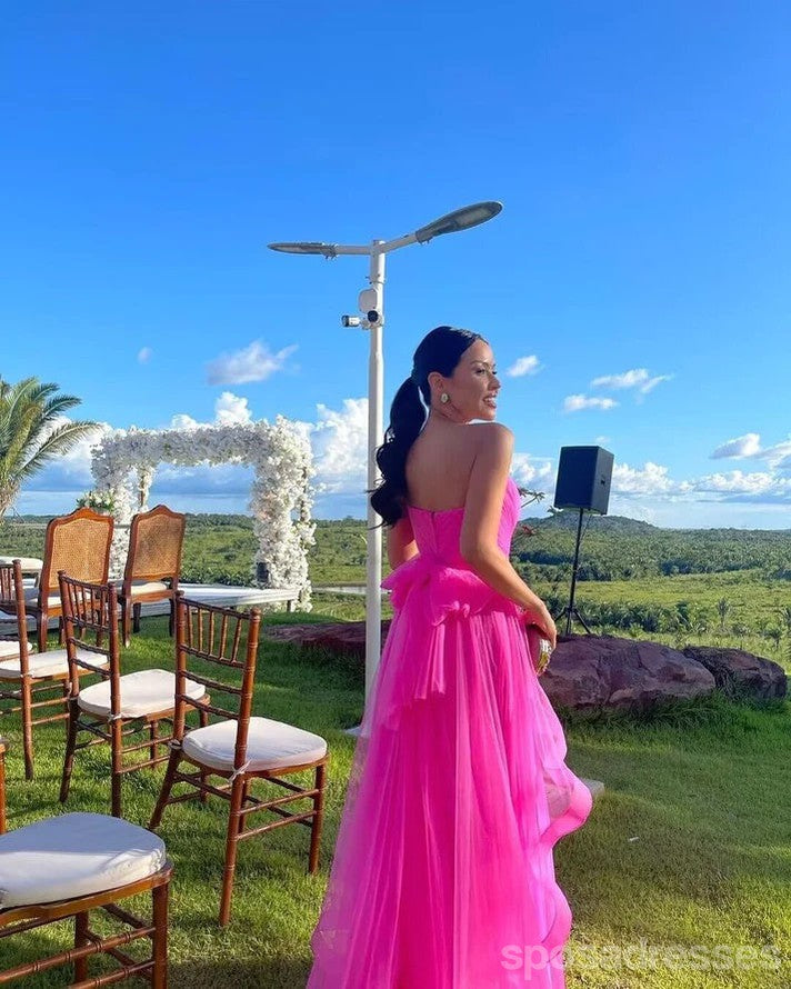 Elegant Hot Pink A-Line Strapless Maxi Long Party Prom Dress - Formal Evening Gown for Women | Perfect for Homecoming, Prom Night, Wedding Guest & Special Occasions