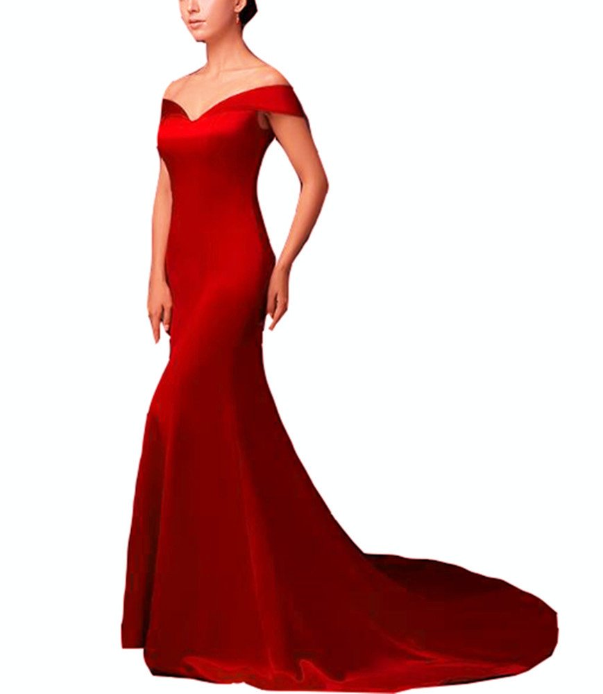 Elegant Red Mermaid Satin Brocade Long Gown for Women - Perfect for Evening Gala, Prom, Wedding & Special Occasions