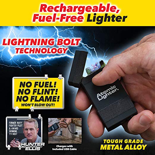 Premium Atomic Lighter - Windproof USB Rechargeable Metal Lighter for Outdoor Camping, Hiking, BBQ & Survival Gear (Ideal for Travel, Emergency & Everyday Use)