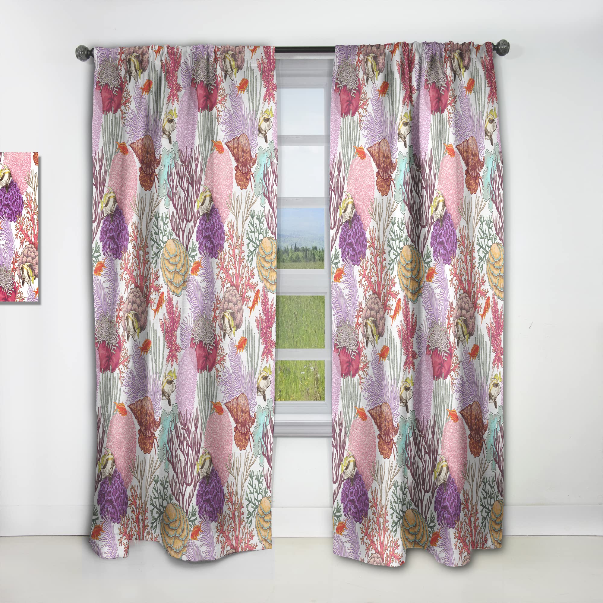 Coral Reef Fish Print Thermal Insulated Curtains for Bedroom & Living Room - Single Panel 52x120 Inches - Blackout Drapes for Home Decor & Ocean Theme Rooms