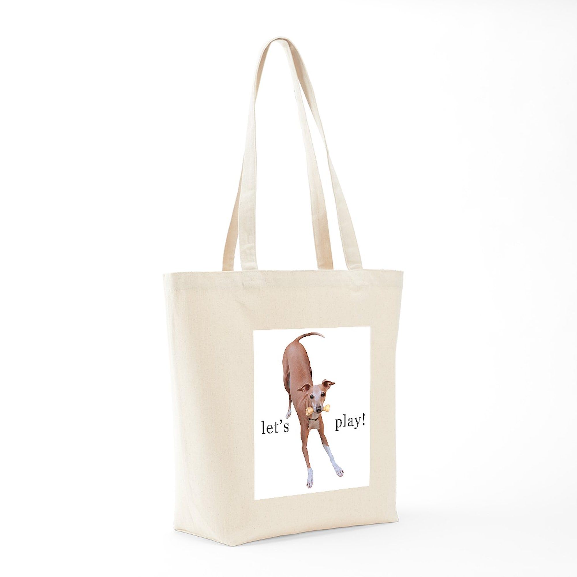 Stylish Italian Greyhound 'Let's Play!' Canvas Tote Bag - Eco-Friendly Reusable Shopping Bag for Groceries, Beach & Daily Use