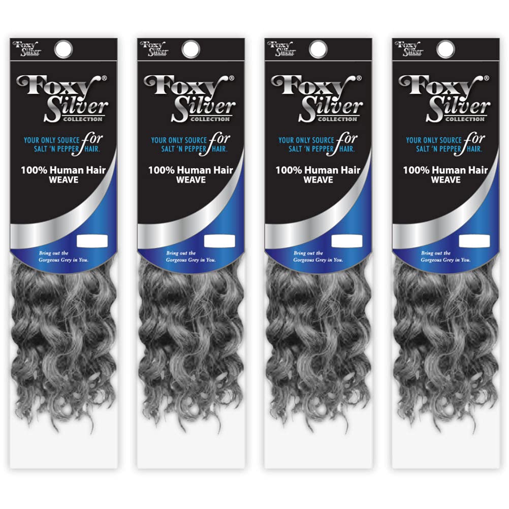 Foxy Silver Weave - 8 Inch Spanish Curl Human Hair Weave (4 Packs) - 100% Remy Human Hair in 44 Colors - Perfect for Protective Styles, Wig Making & Hair Extensions
