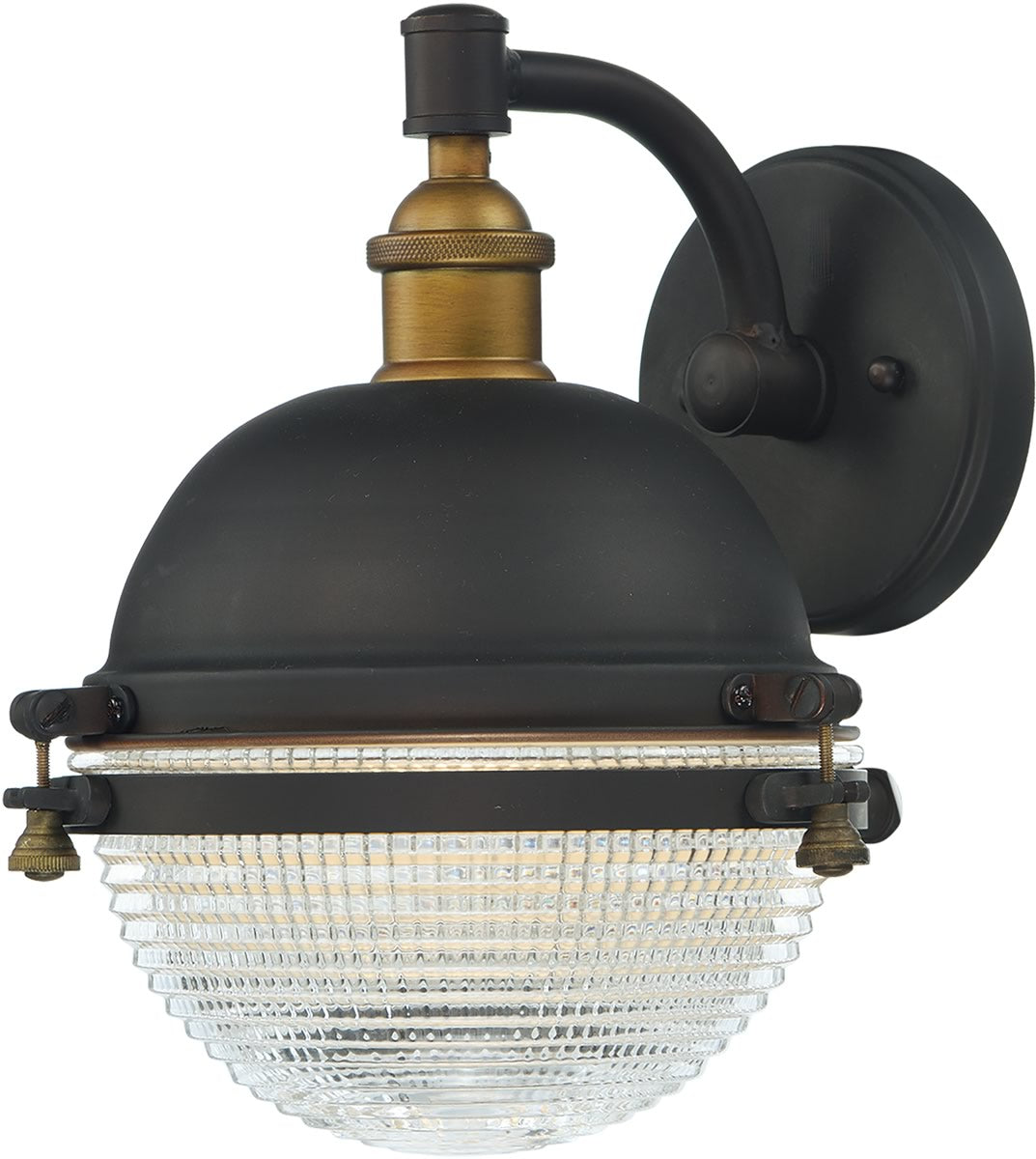 11H Portside 1 Light Outdoor Wall Sconce in Oil Rubbed Bronze & Antique Brass - Perfect for Porch, Patio, and Garden Lighting