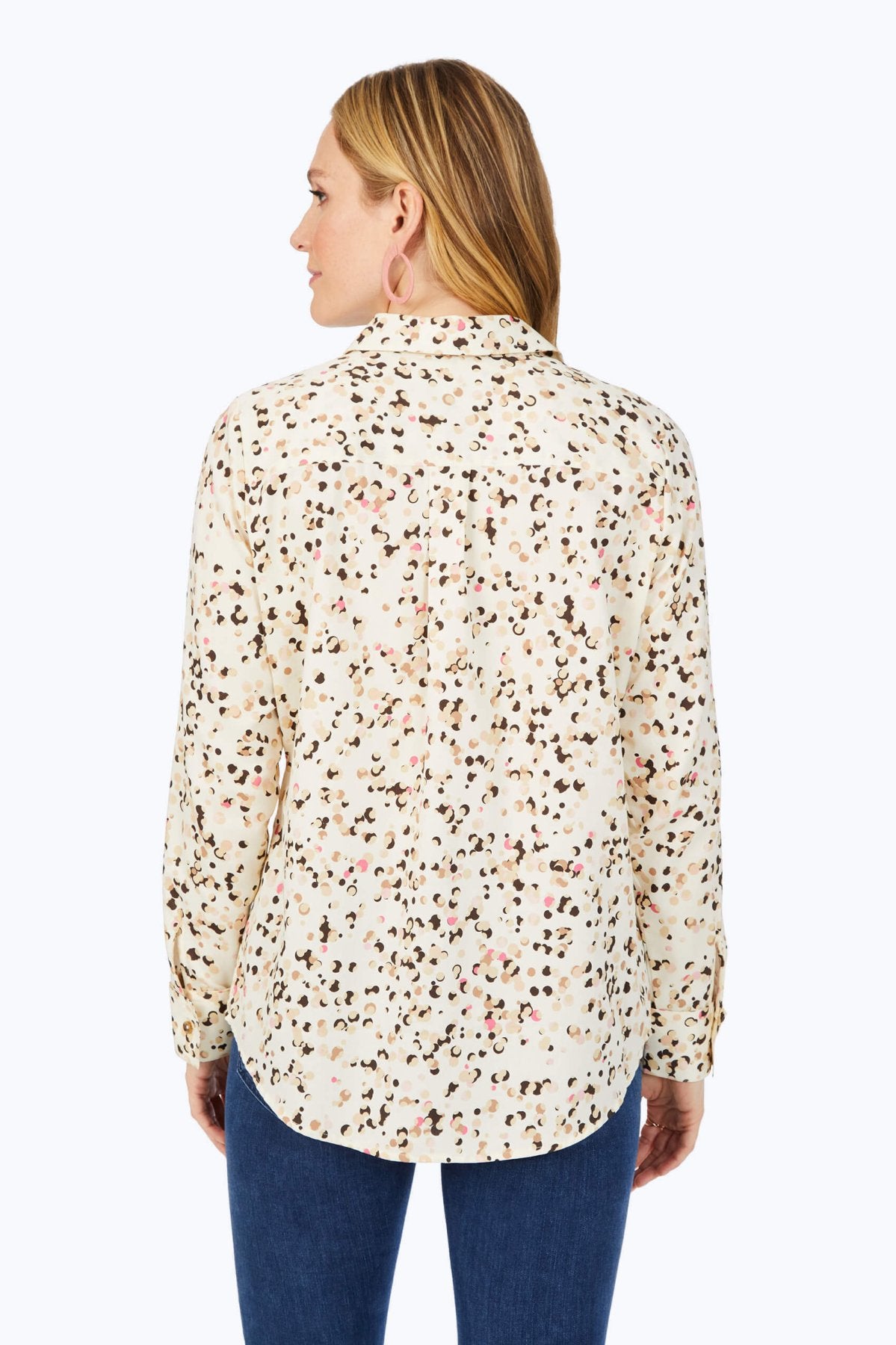 Davis Women's Layered Dot Print Long Sleeve Blouse - Stylish Casual Top for Work, Date Night & Everyday Wear