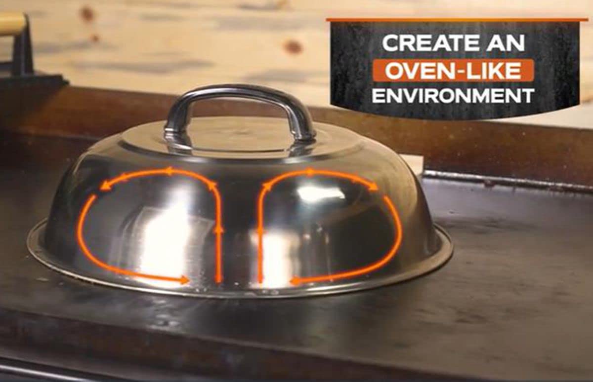 3 Sets Stainless Steel BBQ Accessories - 12 Inch Round Basting Cover, Cheese Melting Dome & Steaming Lid for Blackstone, Camp Chef Flat Top Griddle - Perfect for Indoor/Outdoor Grilling, Camping & Backyard BBQs