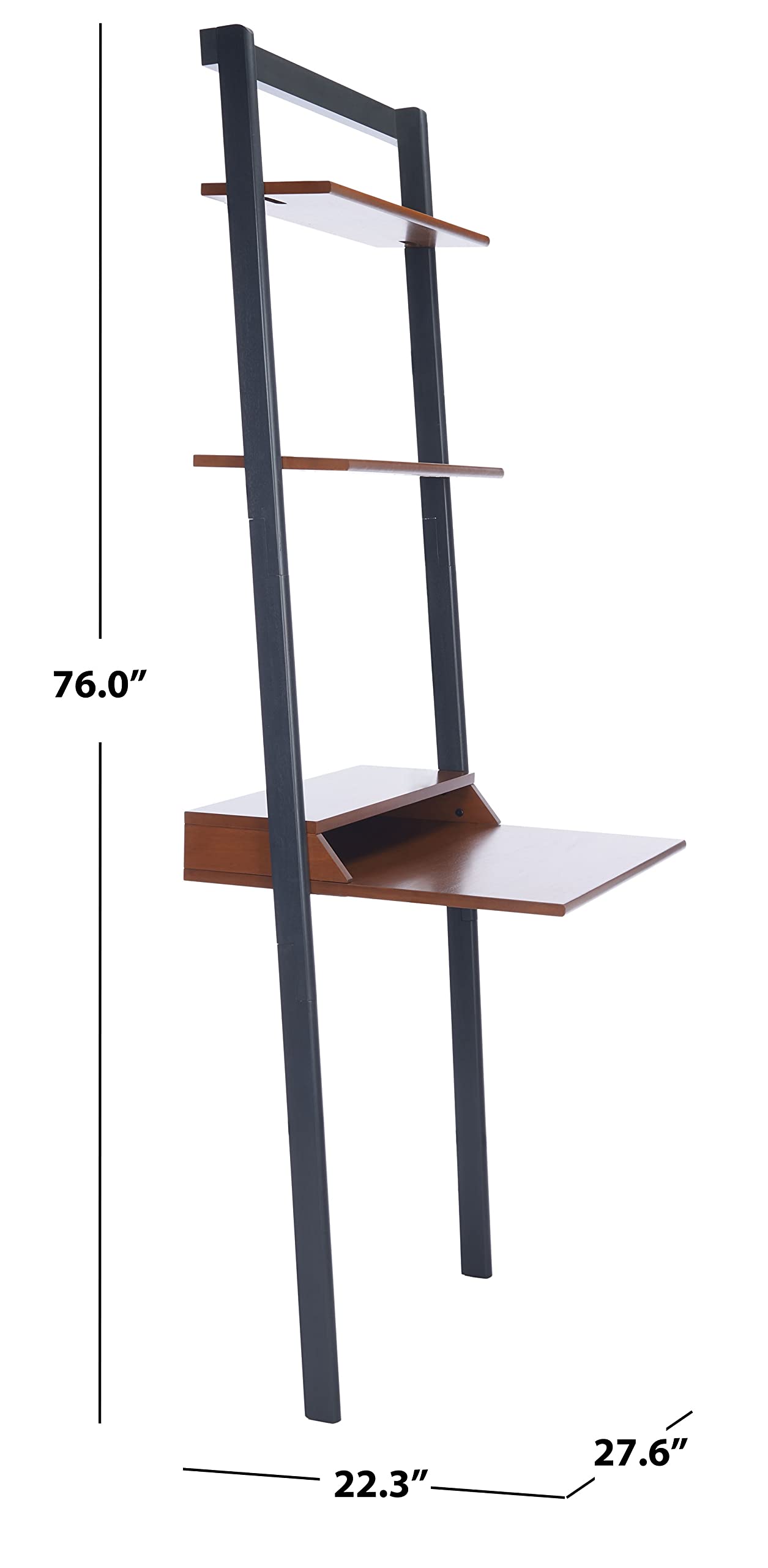 SAFAVIEH Pamella Honey Brown & Charcoal 2-Shelf Leaning Desk - Modern Home Office Furniture for Small Spaces, Bedroom, or Living Room Workspace