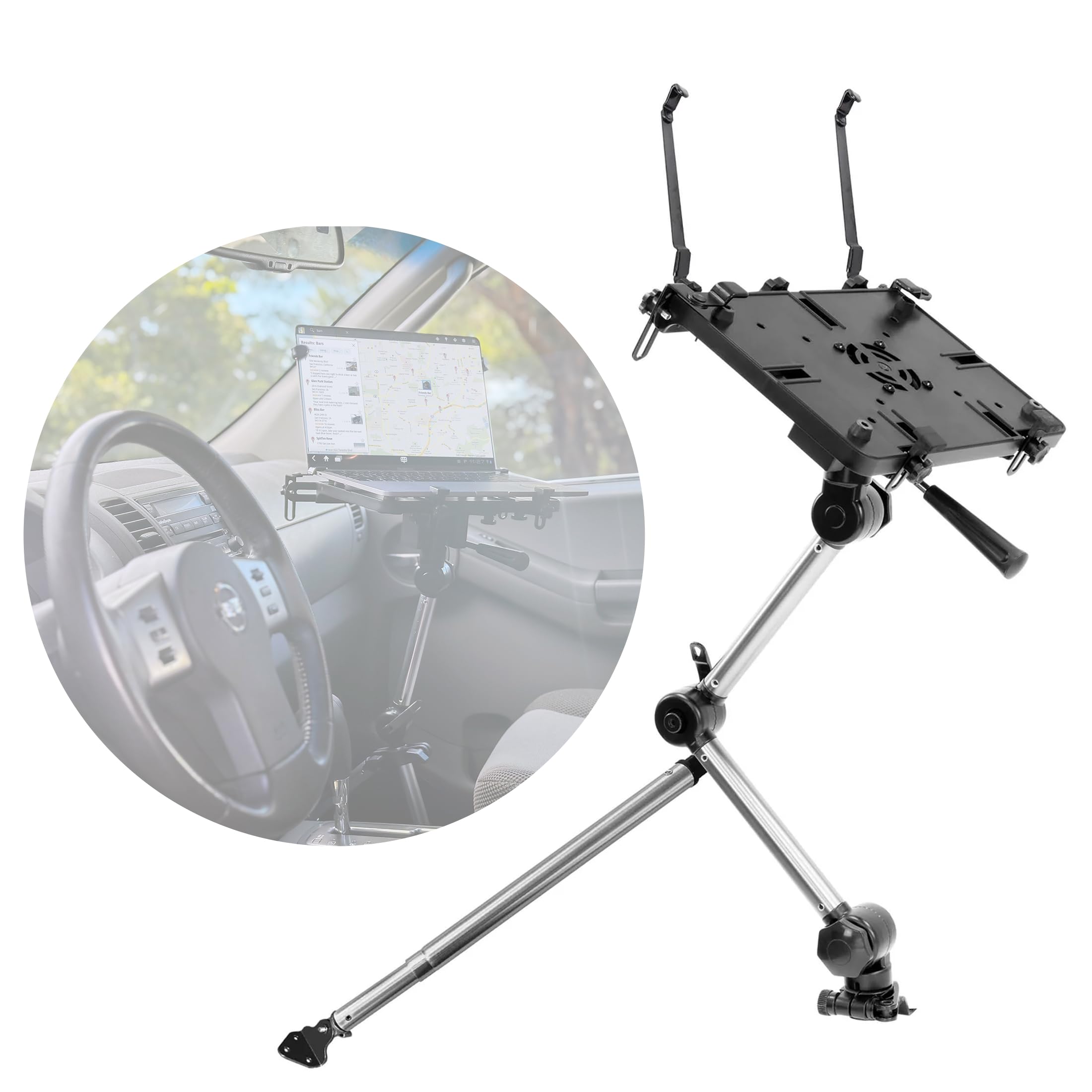 Mount-It! No-Drill Laptop Car Mount for Front Seat - Adjustable & Lockable Stand for 17