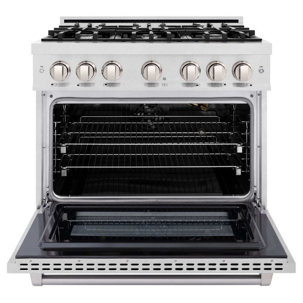 ZLINE 36 Inch 5.2 Cu. Ft. Gas Range with 6 Burner Cooktop & Convection Oven - Satin Stainless Steel (HGRS 36) for Professional Home Cooking & Baking