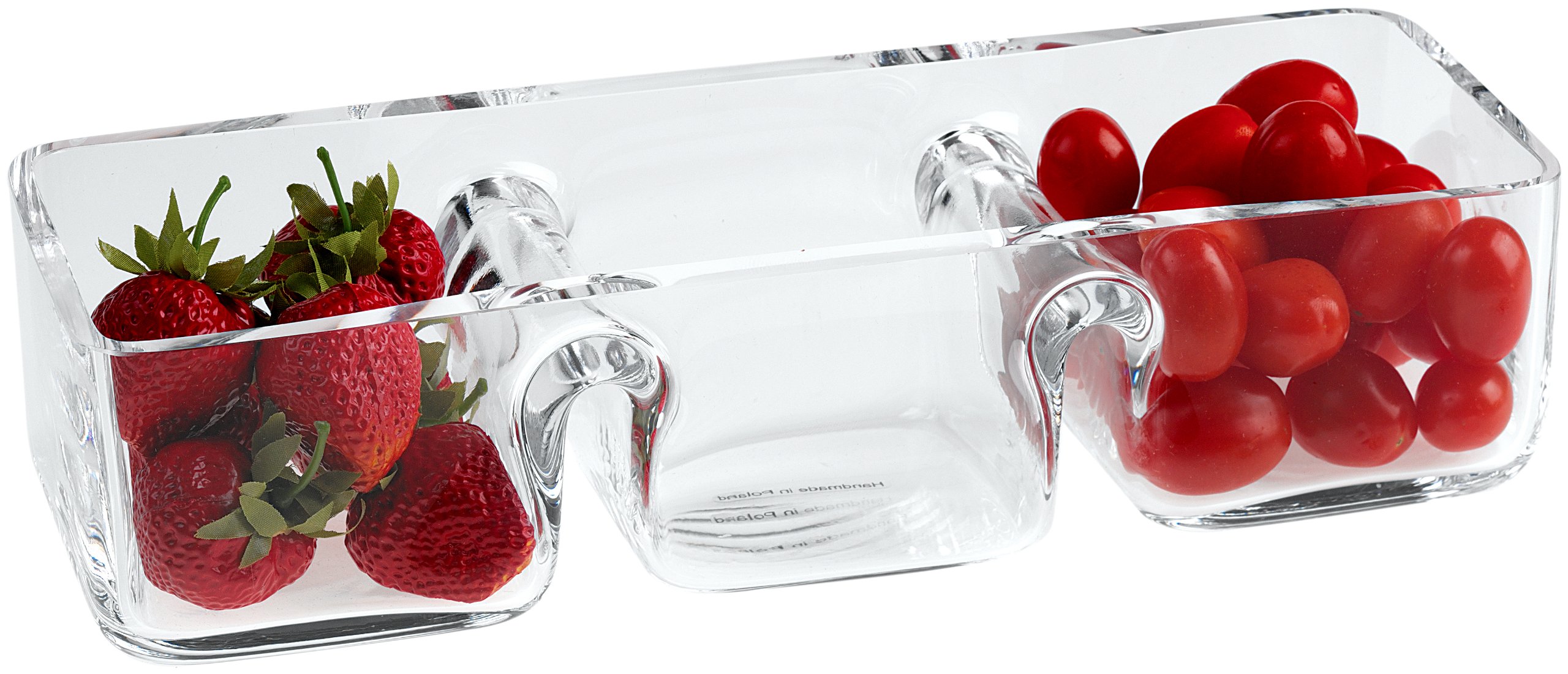 Premium 3-Section Rectangle Crystal Serving Dish - Elegant Glass Server for Fruits, Candies, Dips & Snacks - Lead-Free European Mouth-Blown Crystal - Perfect for Parties, Weddings & Holiday Entertaining