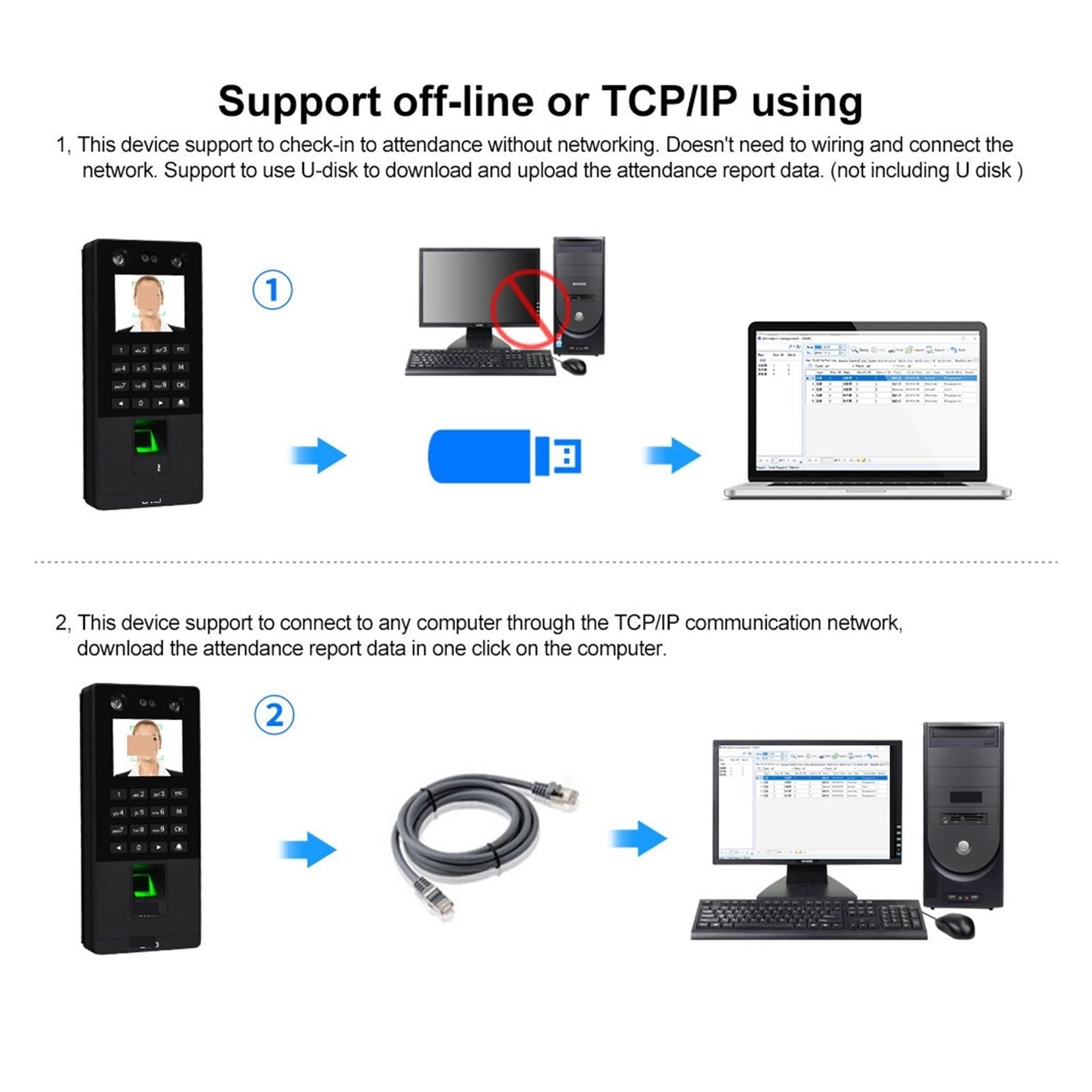 X112-K Biometric Facial Recognition & RFID Fingerprint Time Attendance System - Secure Access Control with Face, Password & Card Support | TCP/IP & USB Connectivity | Ideal for Offices, Schools & Smart Buildings