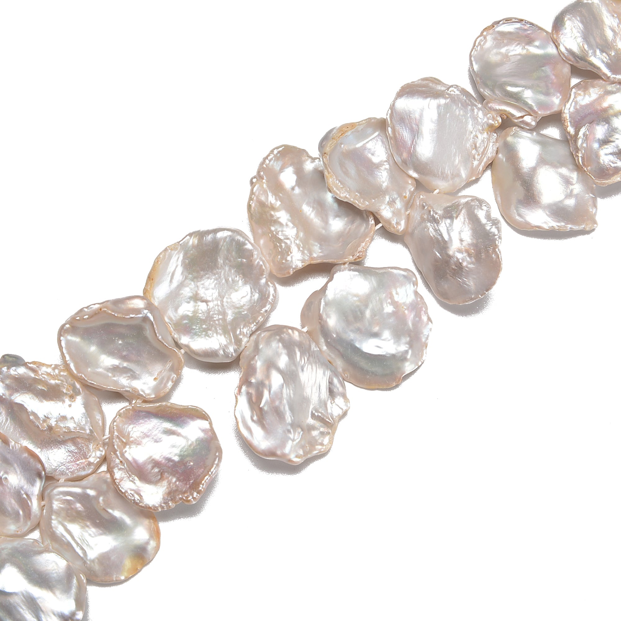 Natural Freshwater Pearl White Keshi Corn Flake Petals Beads - 14-18mm Size, 15.5 Inch Strand - Perfect for Jewelry Making, DIY Crafts, Necklaces & Bracelets