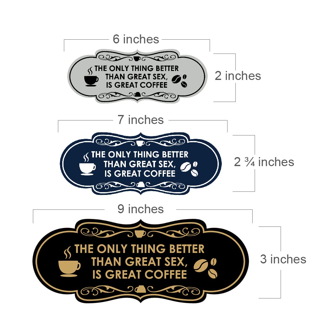 Brushed Gold 'Better Than Great Sex is Great Coffee' Designer Sign - Large Wall Decor for Coffee Lovers, Kitchen & Office Humor