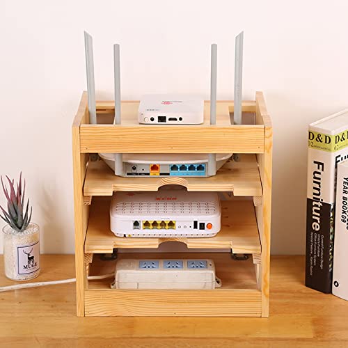 Wall Mounted WiFi Router Storage Box with Floating Shelf - Cord Organizer for Set-Top Box & Modem (32x23x30cm) - Perfect for Living Room, Office & Home Theater Cable Management