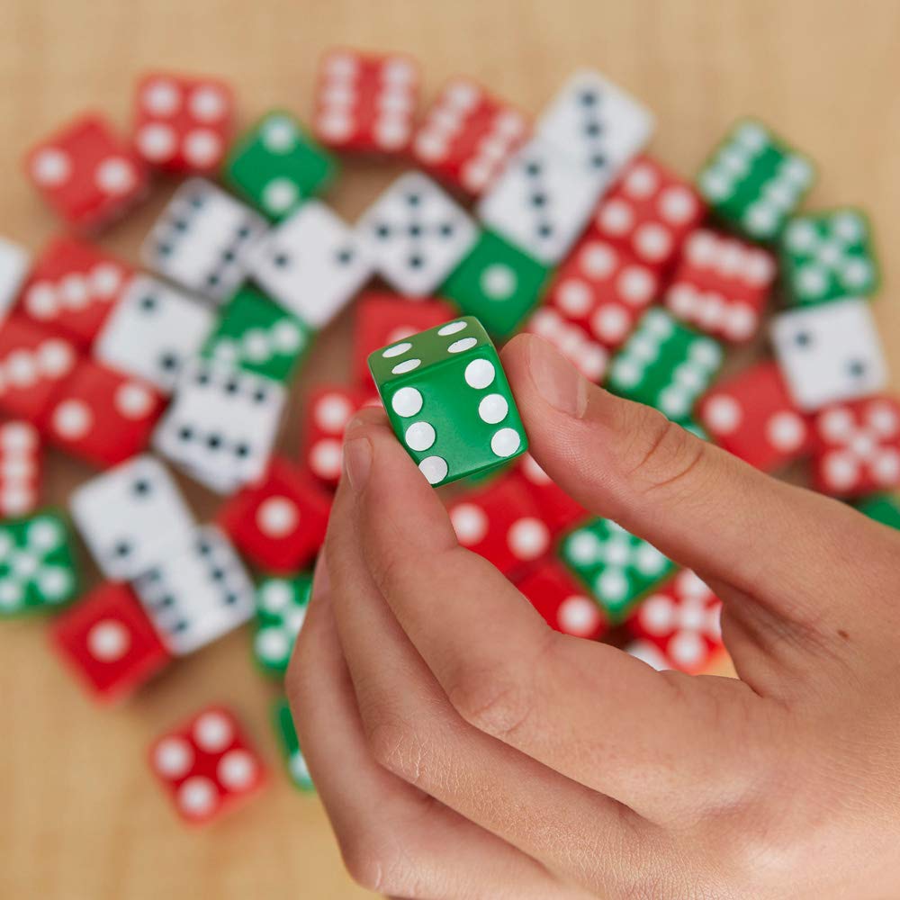 EAI Education Dice Set of 36 - Red, Green & White Math Manipulatives for Classroom Games, Probability Activities & Homeschool Learning