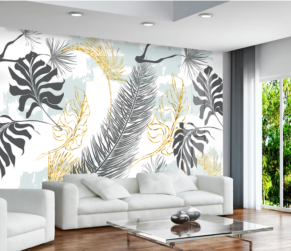 Tropical 3D Leaf Wallpaper Mural - Vibrant Botanical Wall Decor for Living Room, Bedroom & Office | Peel and Stick Removable Wall Art