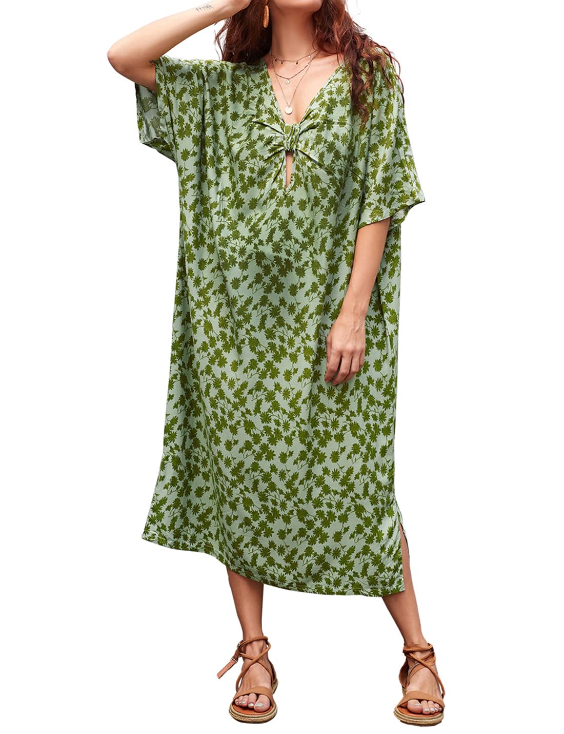 AILUNSNIKA Women's Beach Cover Up - Long Turkish Kaftan Dress for Swimwear | Lightweight Bikini Dress for Pool, Vacation & Summer Outfits